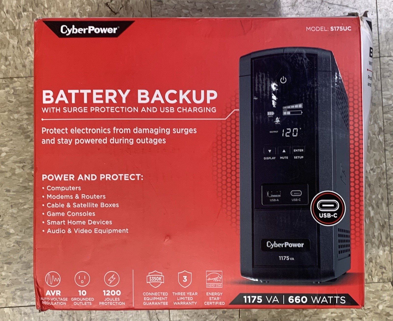 CyberPower UPS S175UC 1175VA Battery Backup with Surge Protection