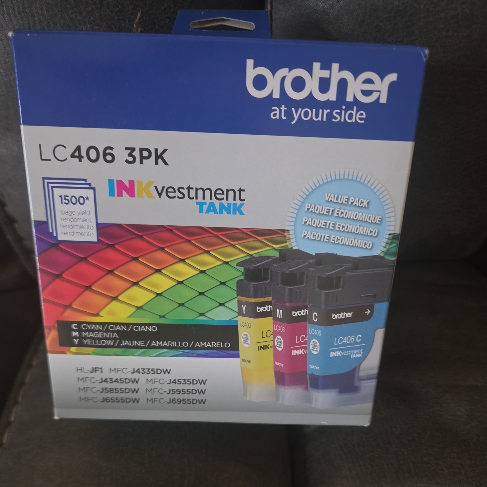 Brother LC4063PK INKvestment Ink 1500 Page-Yield Cyan/Magenta/Yellow 3 Pack