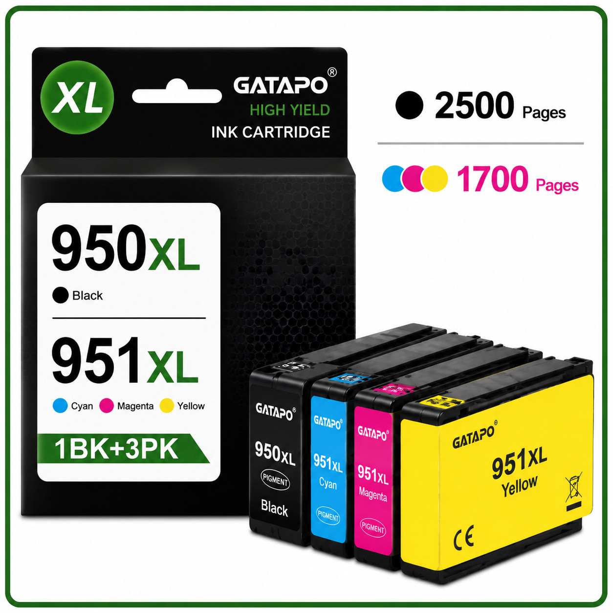 4PK 950XL 951XL Ink Cartridge Compatible For  OfficeJet Pro 8100, 8600, 8610, 86
