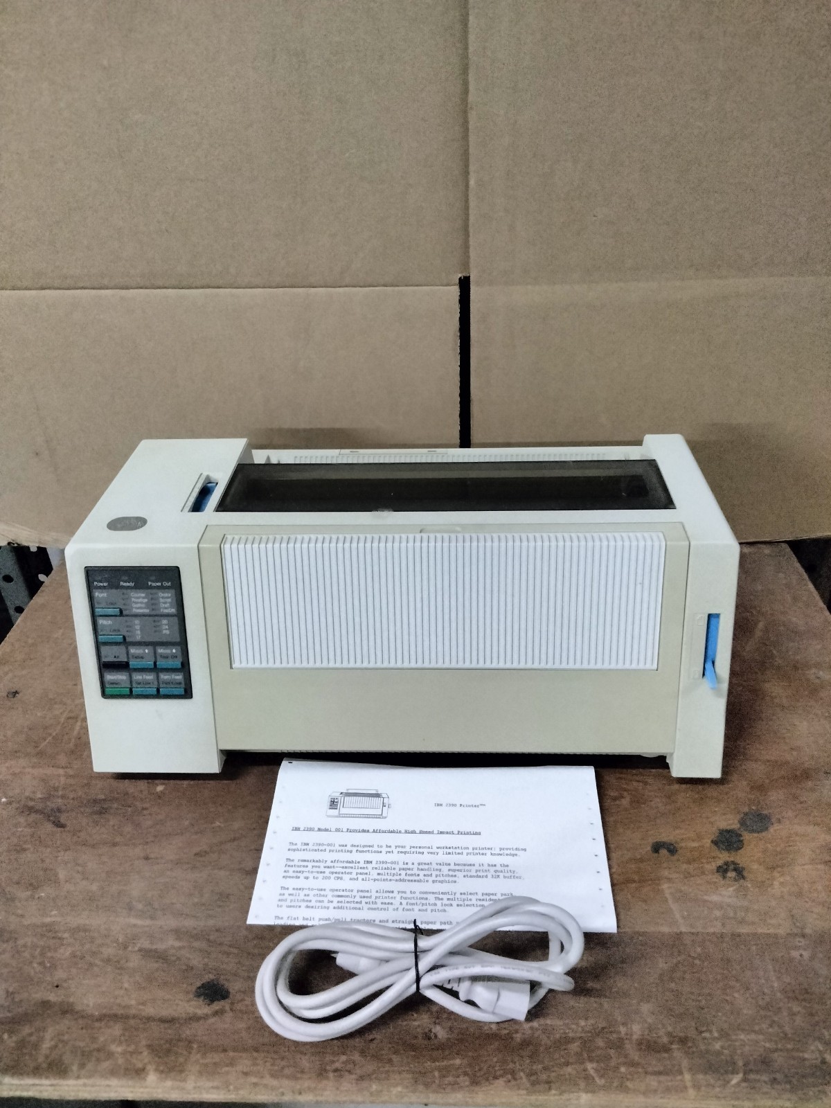 VINTAGE IBM 2390-001 PPS II DOT MATRIX FORM FEED PRINTER PARALLEL INTERFACE