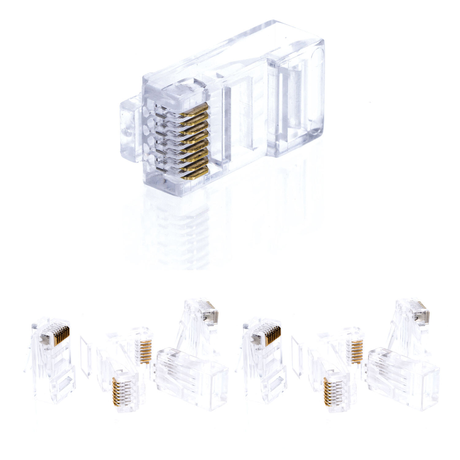 100 pcs Network Modular Plug RJ45 Cat5 CAT5e Connector Clear 8p8c Gold Plated