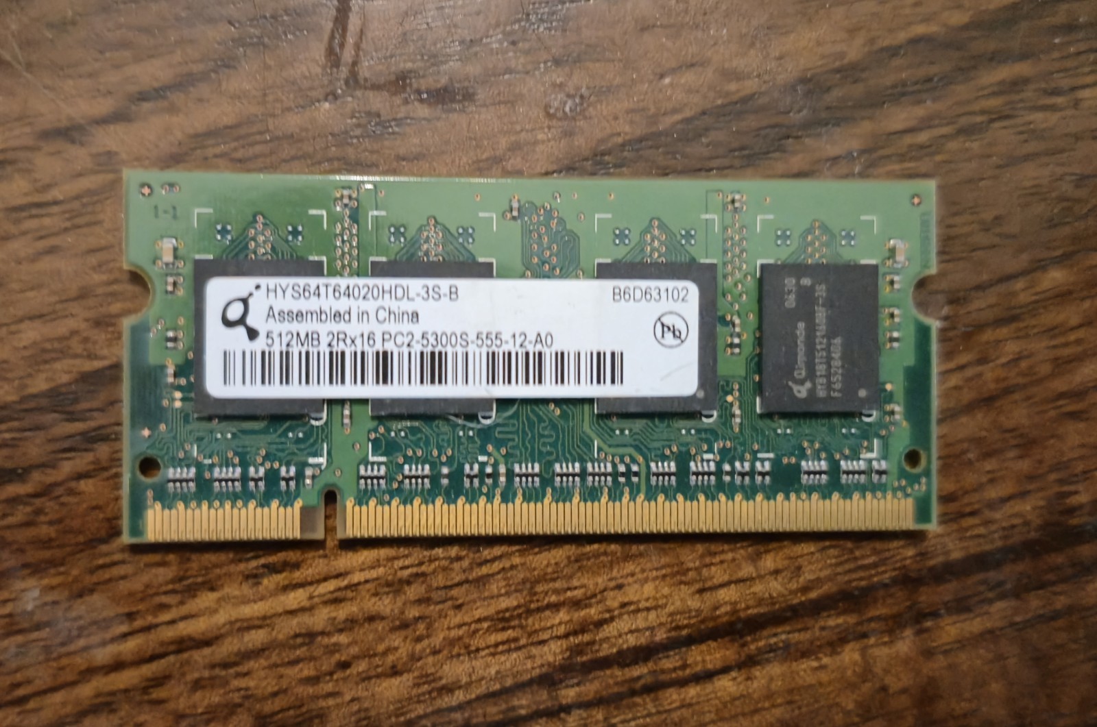 Qimonda 1x512MB DDR2-667 (PC2-5300S) Laptop Memory (Select 1-2)