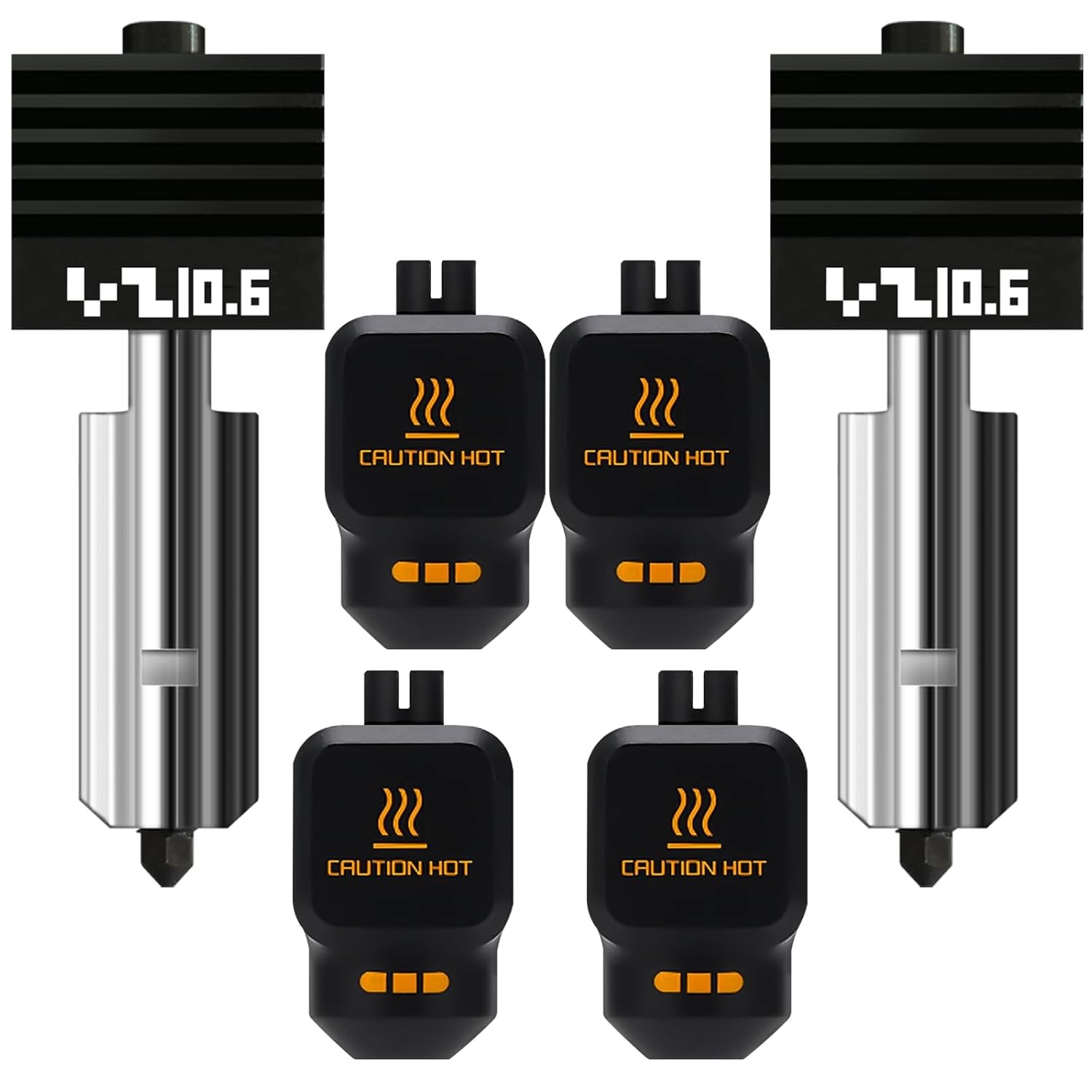 2-Pack Upgraded 0.6MM Hotend kit for Bambu lab P2S/X2D/H2D/H2S/H2C（4-PK Silicone