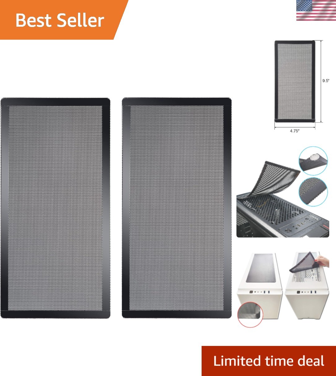 2-Pack Magnetic PVC Dust Mesh Filters - 120mm x 240mm, Easy Maintenance