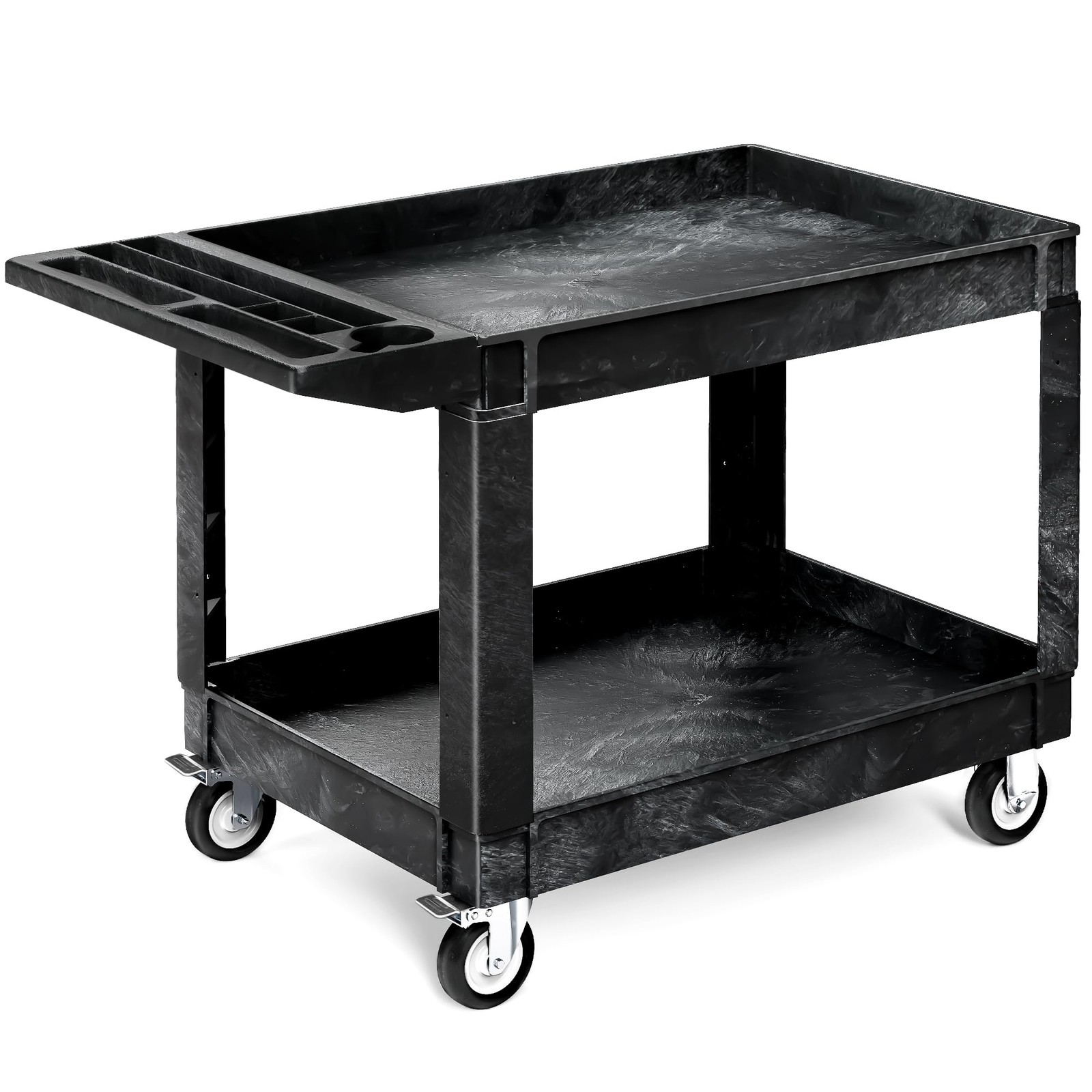 Utility Cart on Wheels 45 x 25 Inch Swivel Casters 2 Brake Black YITAHOME rotors