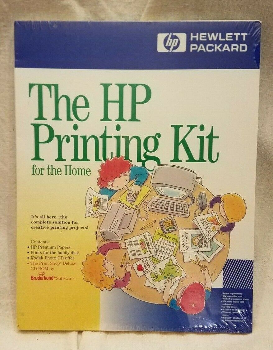 HP print shop deluxe CD ROM Broderbund software Vintage Win 3.1 or Win 95 NOS