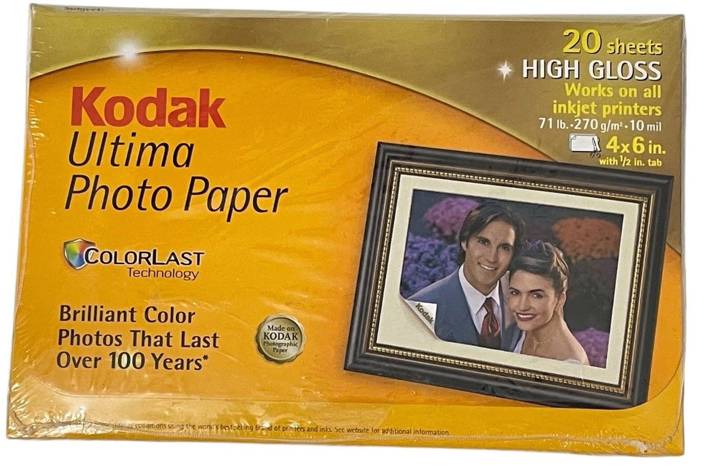 Kodak Ultima Photo Paper For Inkjet Printers 4x6 Prints High Gloss 20 Sheets