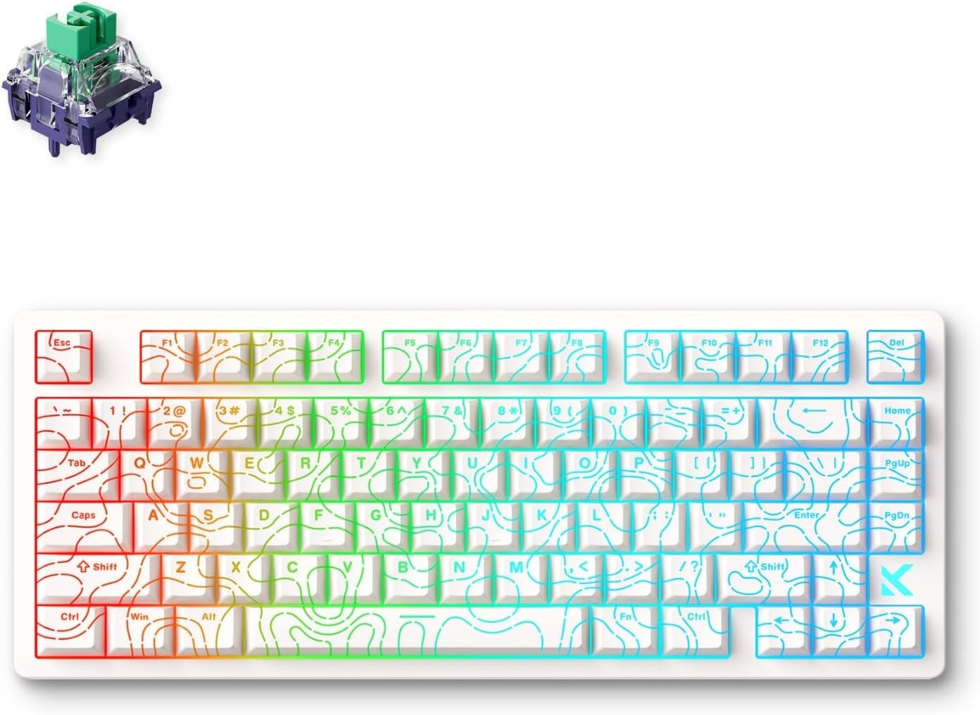 MCHOSE Jet 75 Rapid Trigger Keyboard 75% Percent, Hall Effect White Topographic 