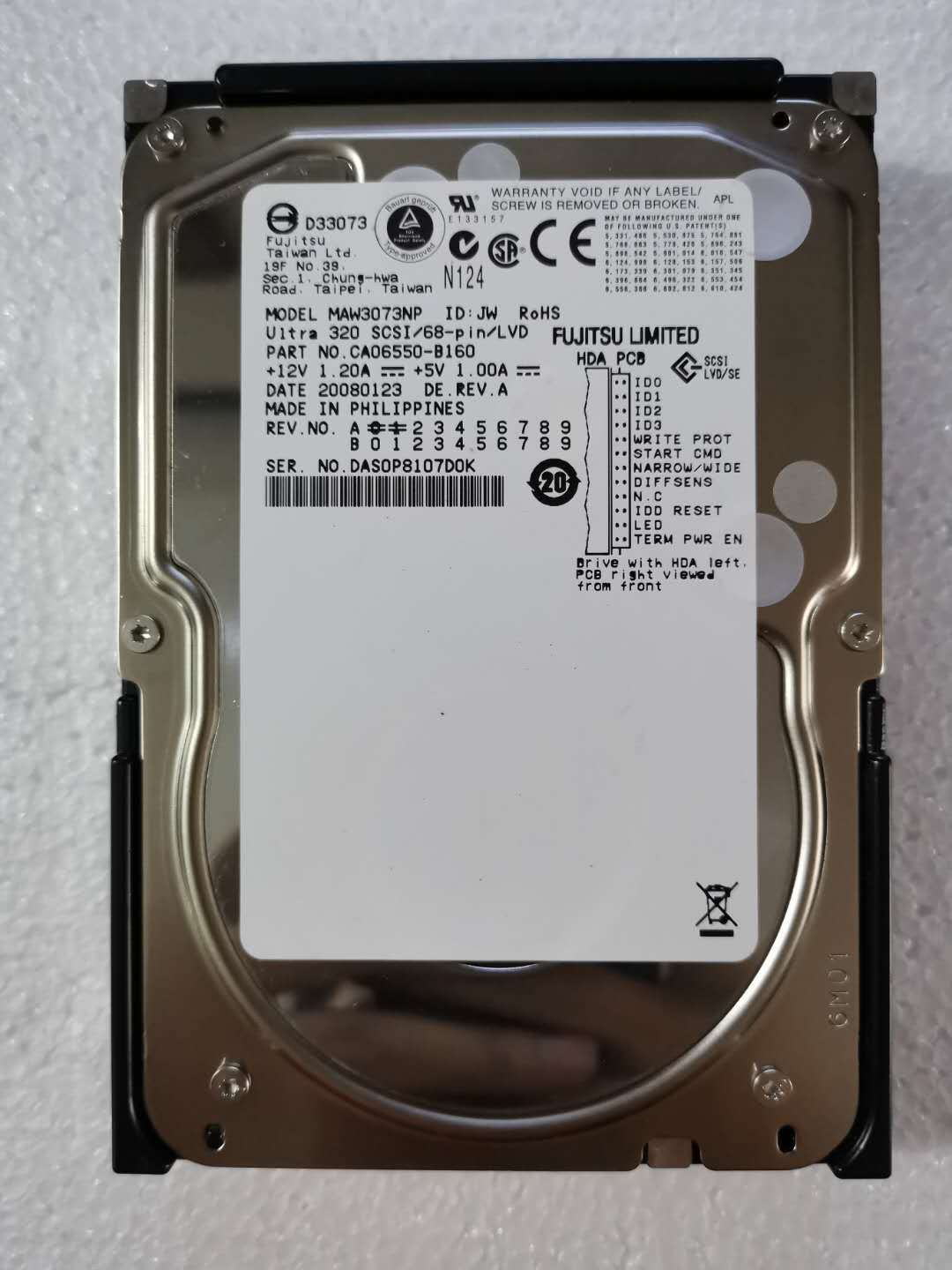 Fujitsu MAW3073NP 73GB 10K RPM 3.5"  68PIN U320 SCSI Hard Disk