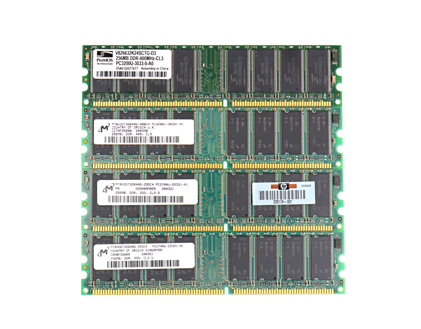 1GB Lot (4x256MB) DDR1 400MHz 333MHz PC3200 PC2700 Desktop RAM Micron ProMOS