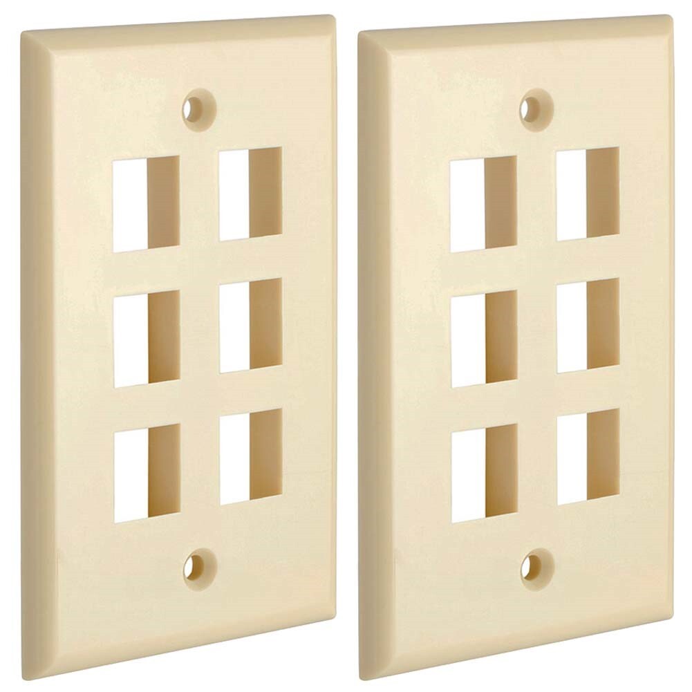2x 6-Port/Hole 1-Gang Keystone Jack Insert Wall Plate Faceplate A/V Network