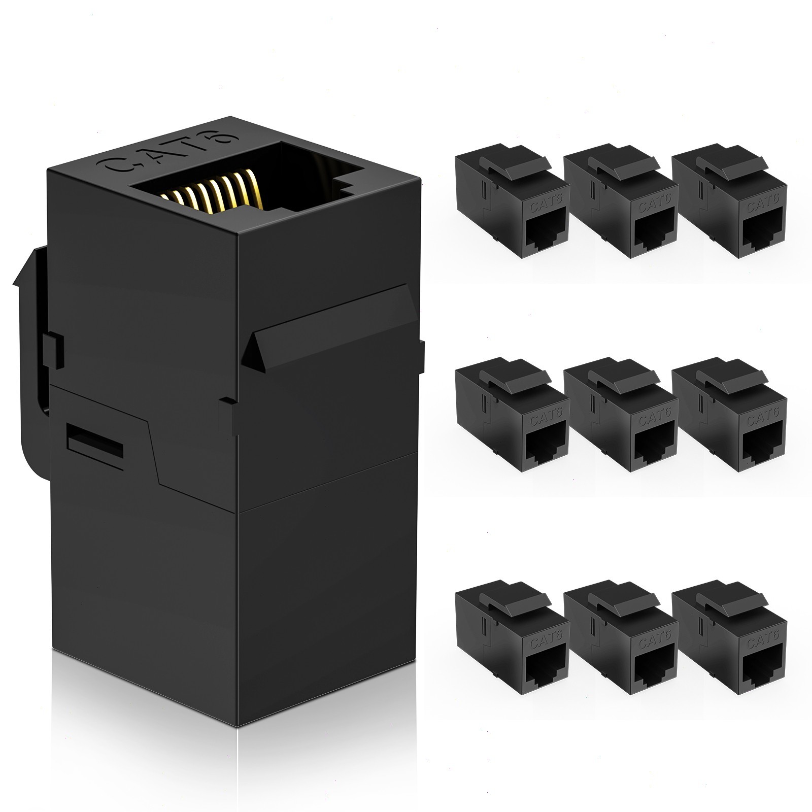 DARKROCK 10 Pack Cat6 RJ45 Keystone Coupler - PC Plastic Case, Plug-and-Play