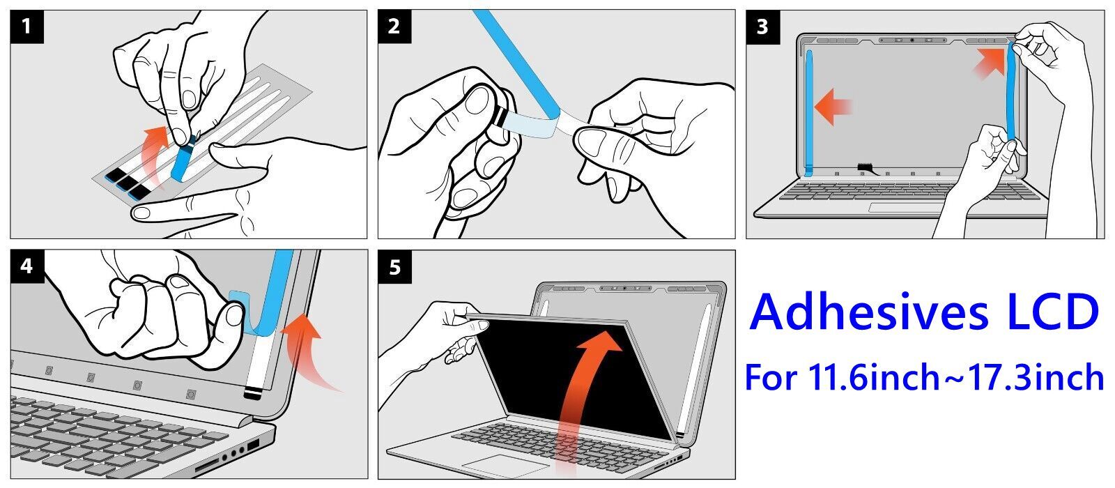 10x Pull Tabs Stretch Release Adhesive Strips For LCD Screen Panel With Handle