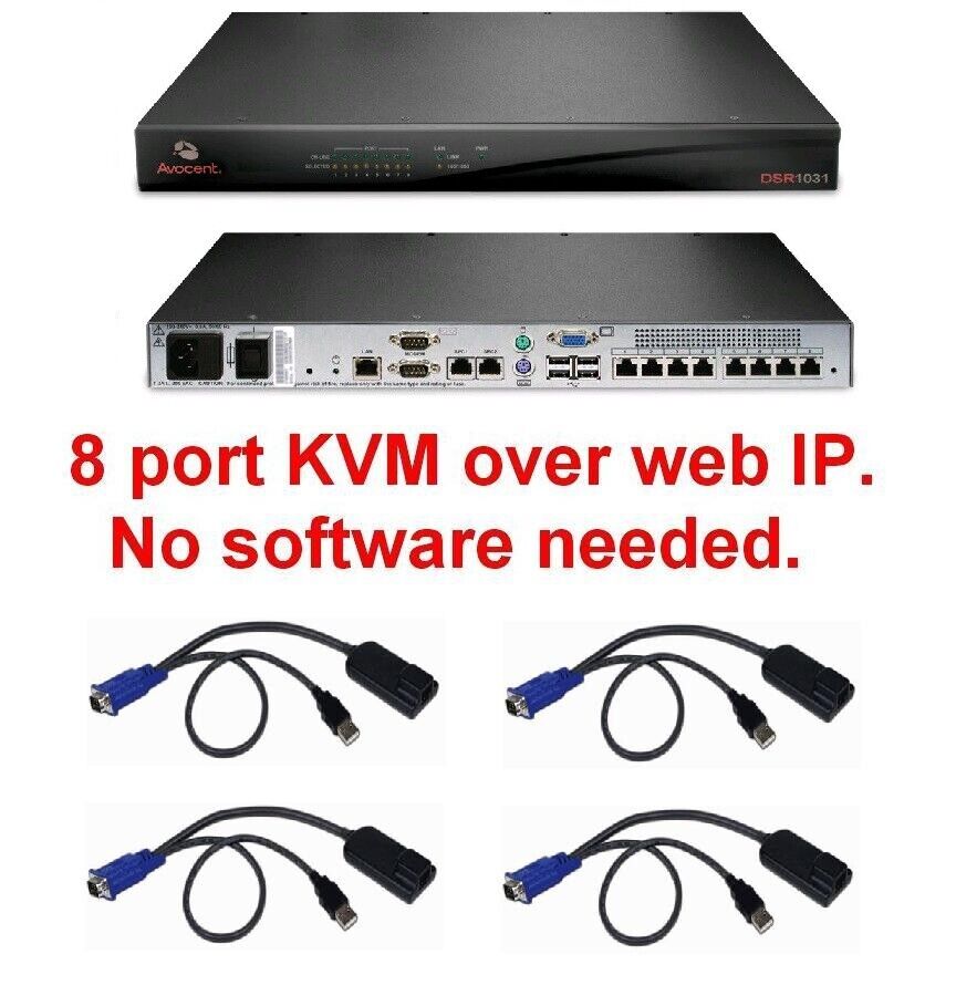 Avocent DSR1031 8 port KVM Switch TESTED + 4 x DSAVIQ-USB2 Modules