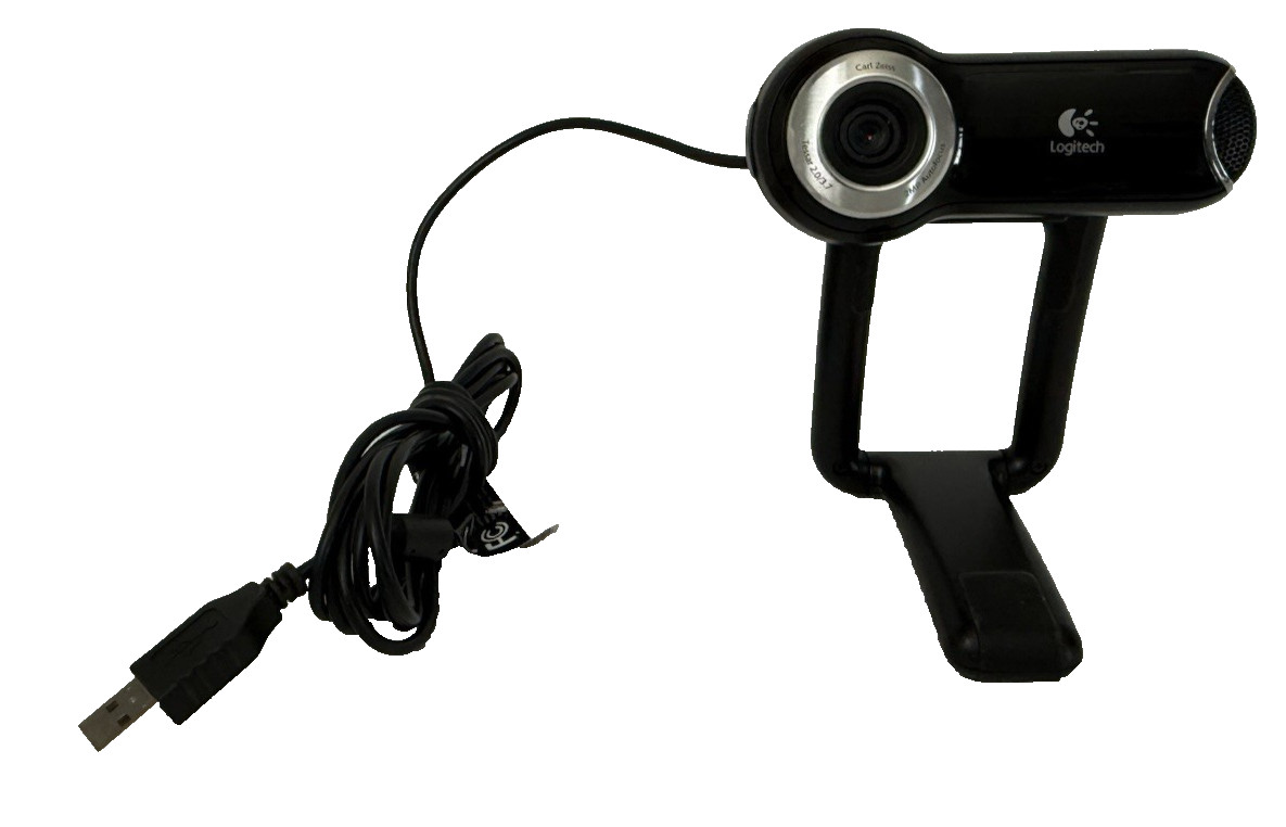 Logitech QuickCam Pro 9000 V-UBM46 USB Webcam Carl Zeiss 2MP Mic Tested Black