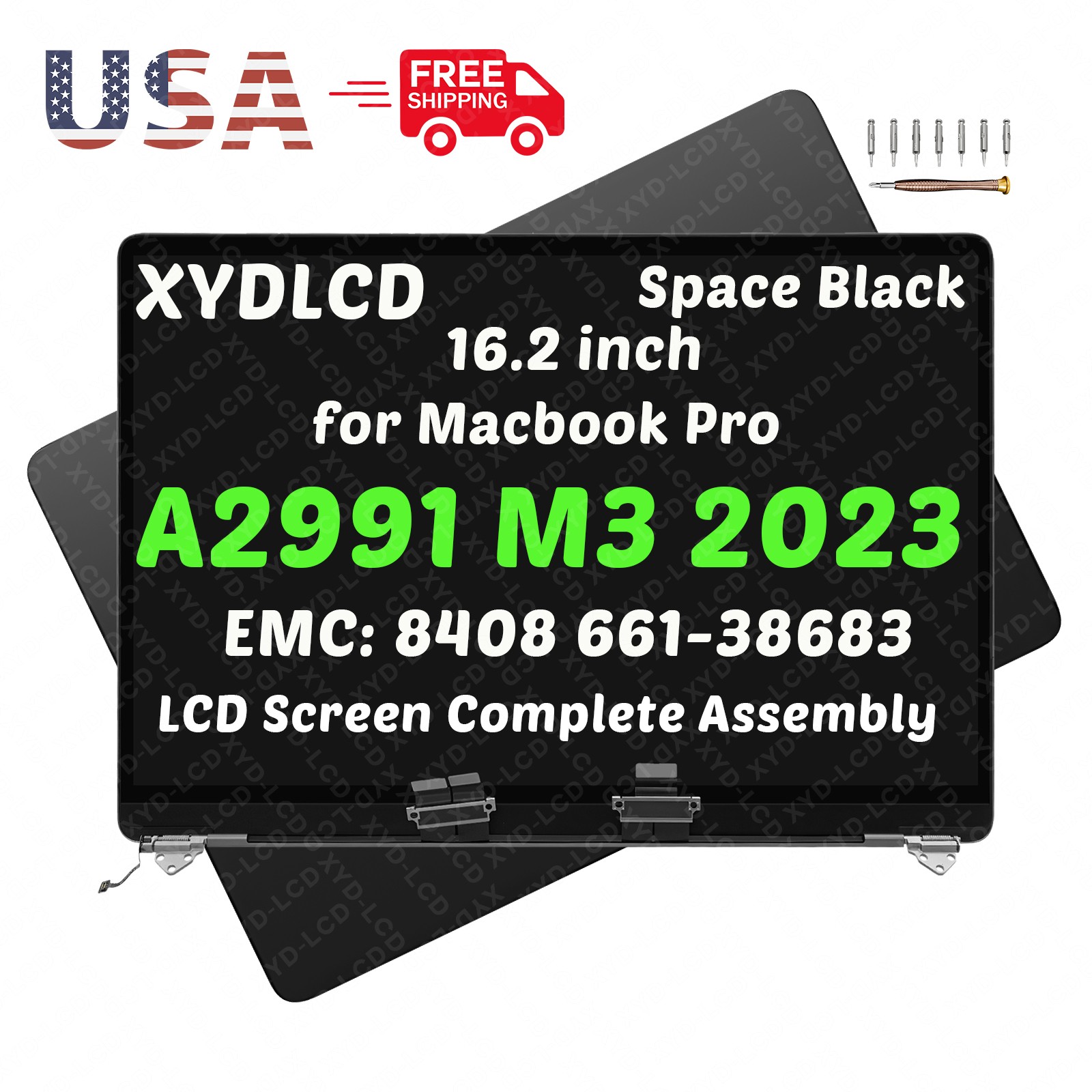 for Macbook Pro A2991 M3 2023 EMC8408 LCD Screen Display Replacement Space Black