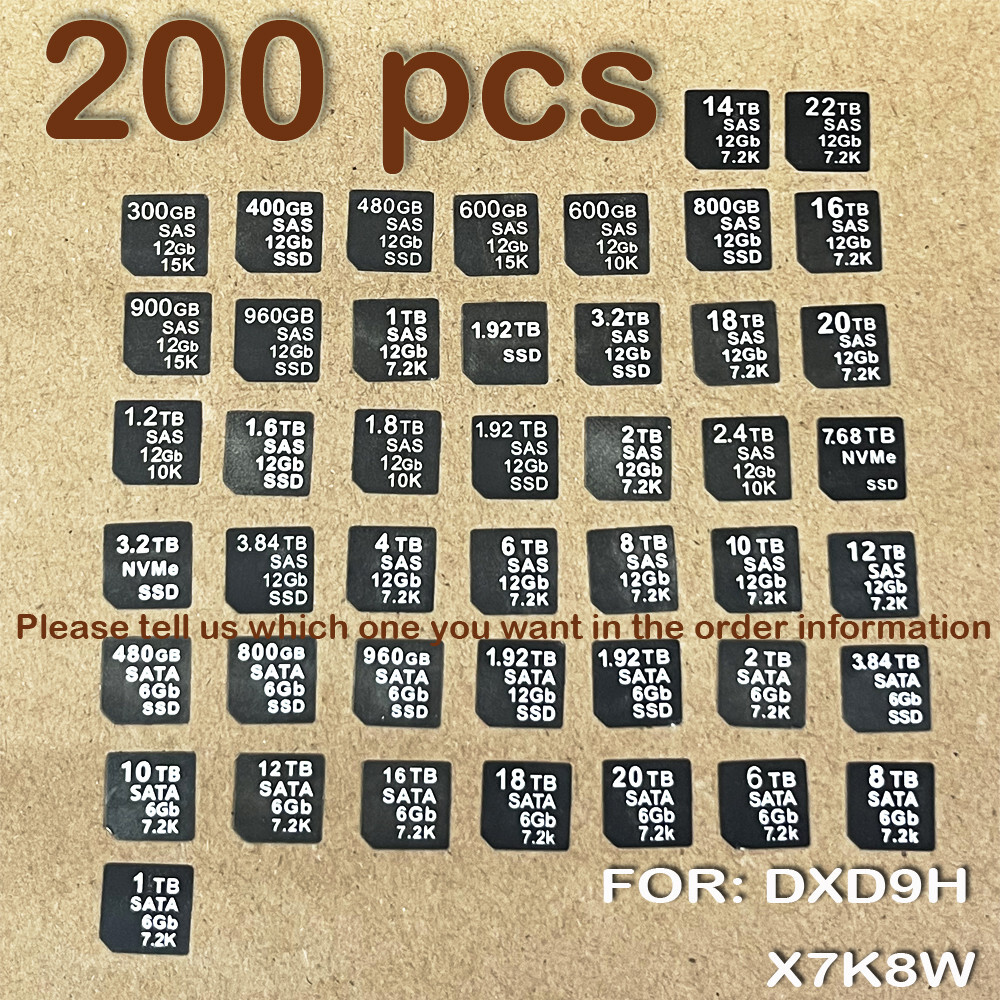 200PCS DXD9H X7K8W Tray Caddy Adhesive Stickers Labels FOR DELL G14 HDD Stickers
