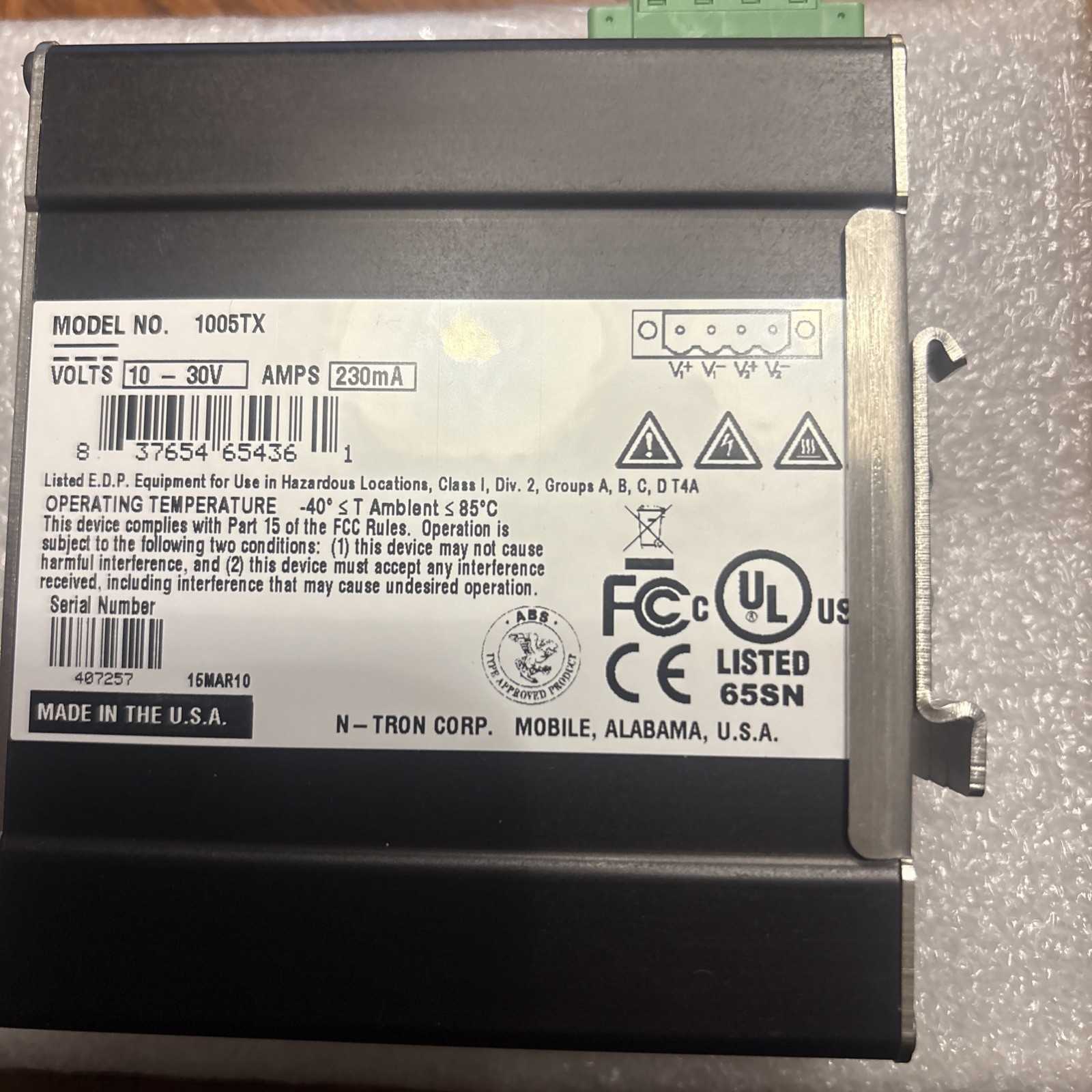 N-TRON RED LION 1005TX RUGGED 5 PORT GIGABIT ETHERNET SWITCH