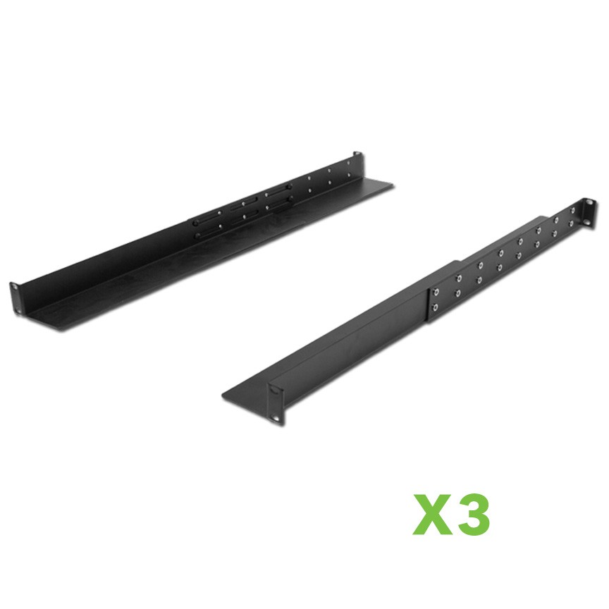 3 X Adjustable 4-Post Rack Mount Server Shelf Shelves Full Depth Rail Rails 1U