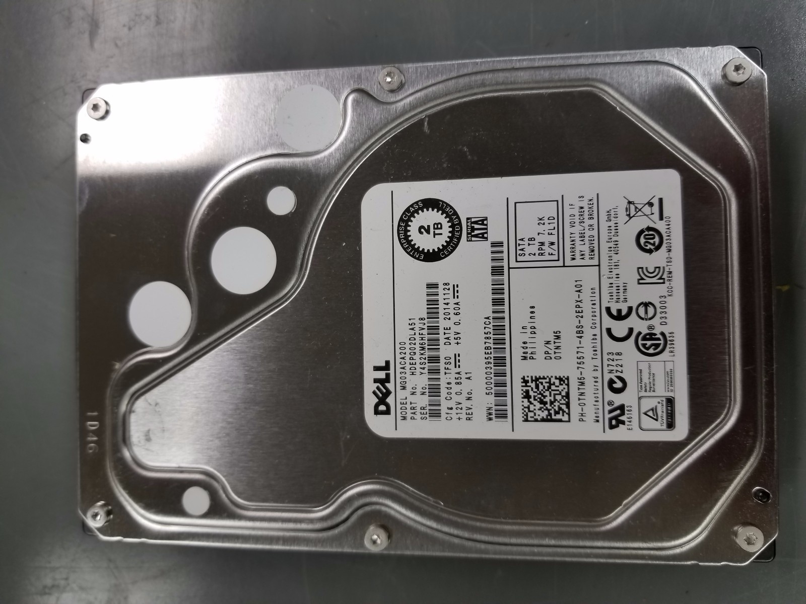 Dell TNTM5 2TB 7200RPM SATA 3.5" 6GBPS Hard Drive Toshiba MG3ACA200