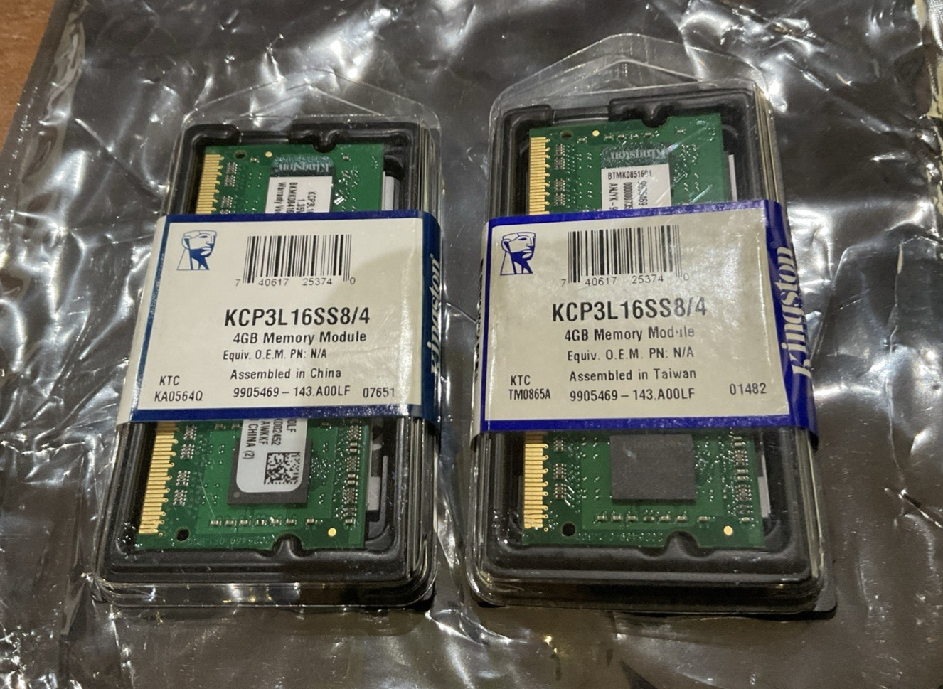 KINGSTON KCP3L16SS8/4 New Sealed - Lot 2 Laptop/Notebook Modules BTMK0851601