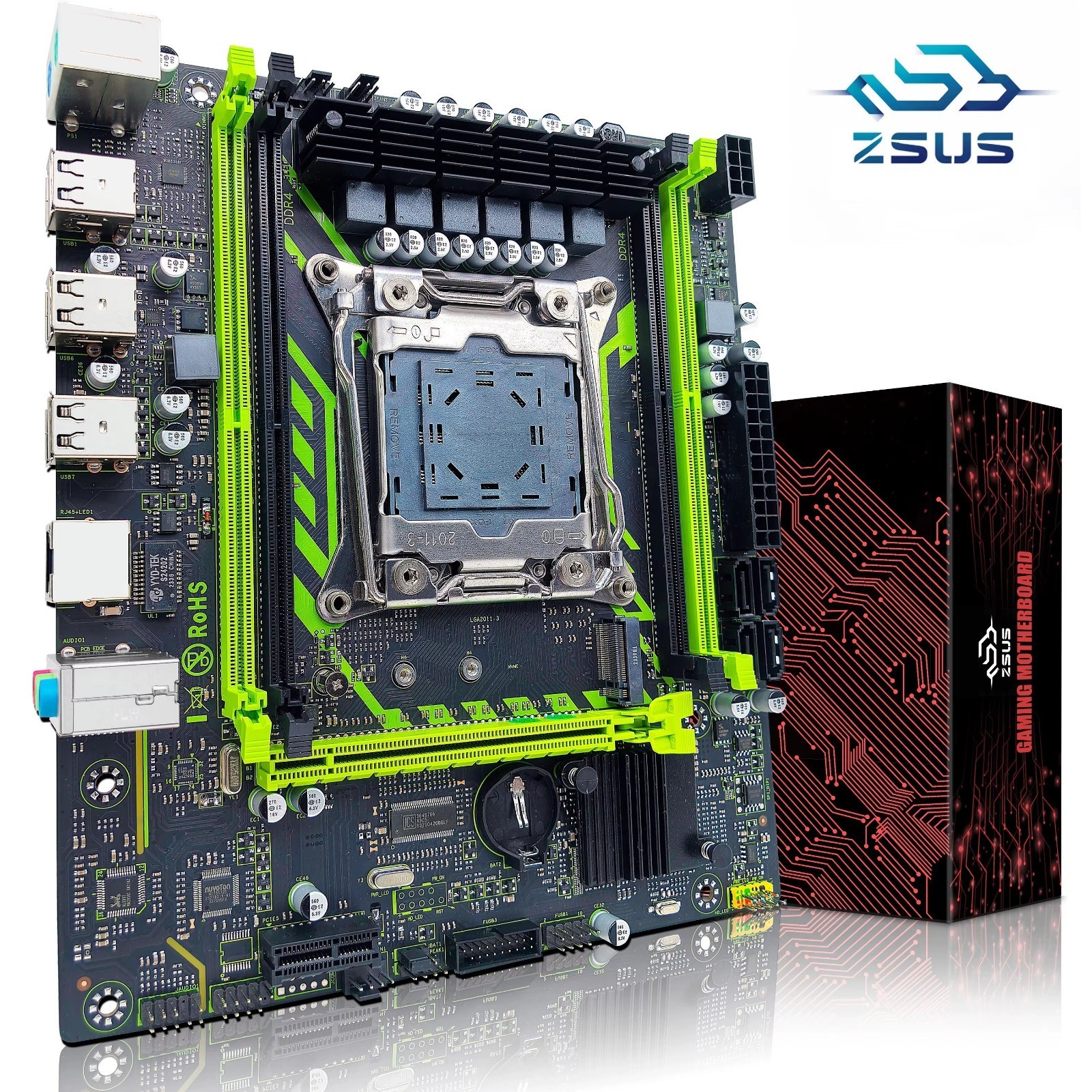 ZSUS X99 Gaming Motherboard LGA2011-3 DDR4 M.2 NVMe Dual Channel PCIe x16 for
