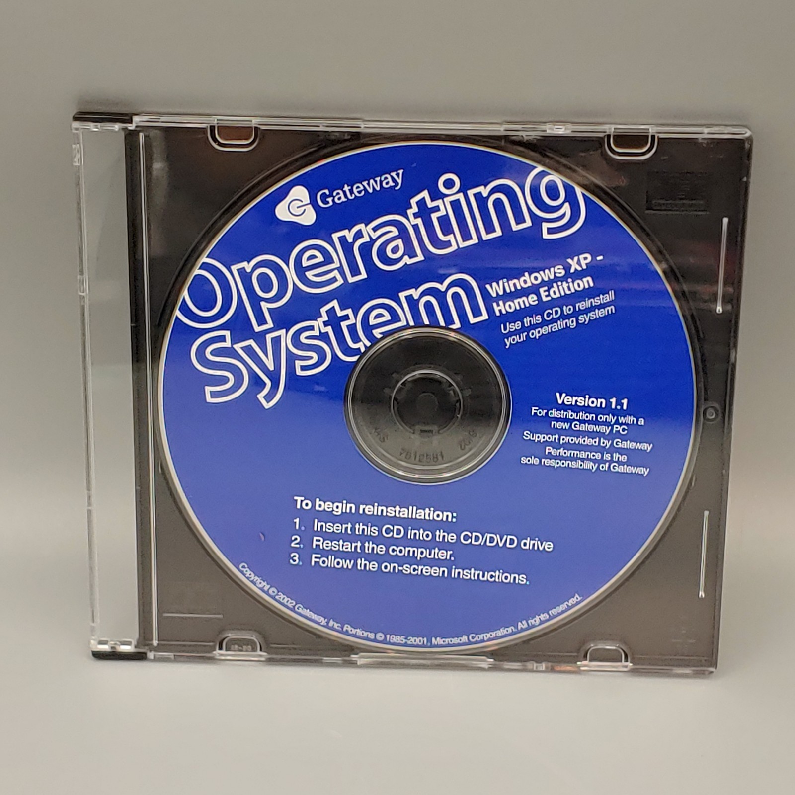Gateway Operating System Windows XP Home Edition CD Disk Version 1.1 NM