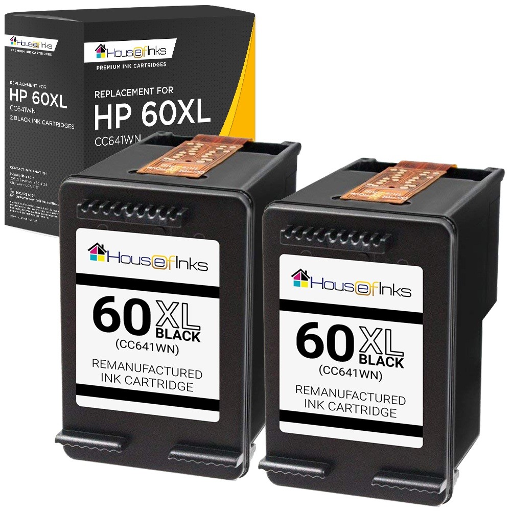 2PK Fits HP 60XL Black Ink Cartridge For HP60XL CC641WN Deskjet HP 60