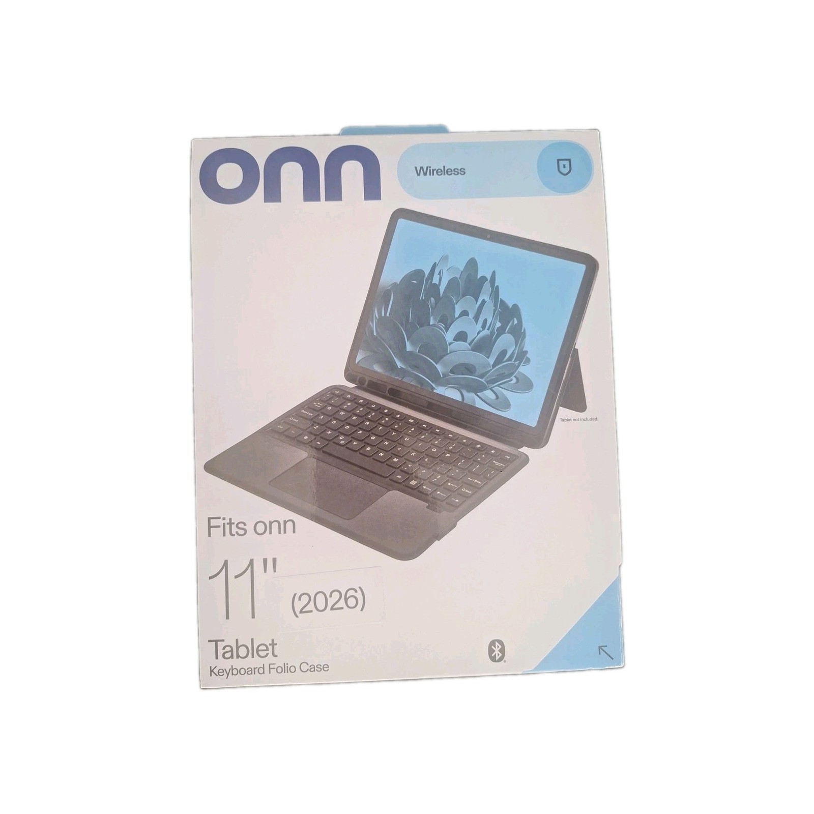onn Keyboard Folio Case for 11" Tablet 2026 - Black + onn Tempered Glass 11"