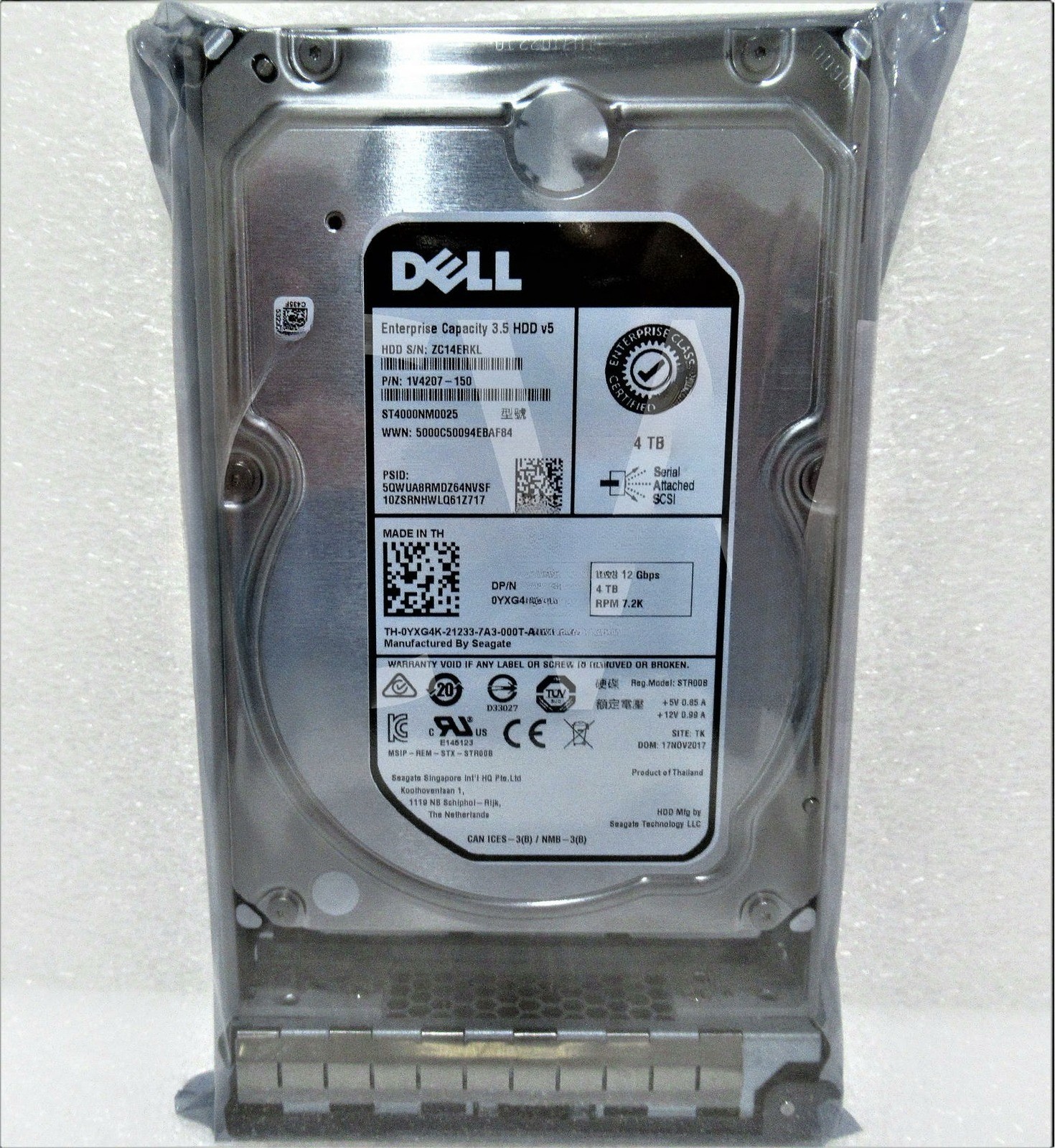 YXG4K ST4000NM0025 FOR Dell GEN13 4TB 7.2K RPM 12Gb/s 3.5" SAS SERVER HDD 