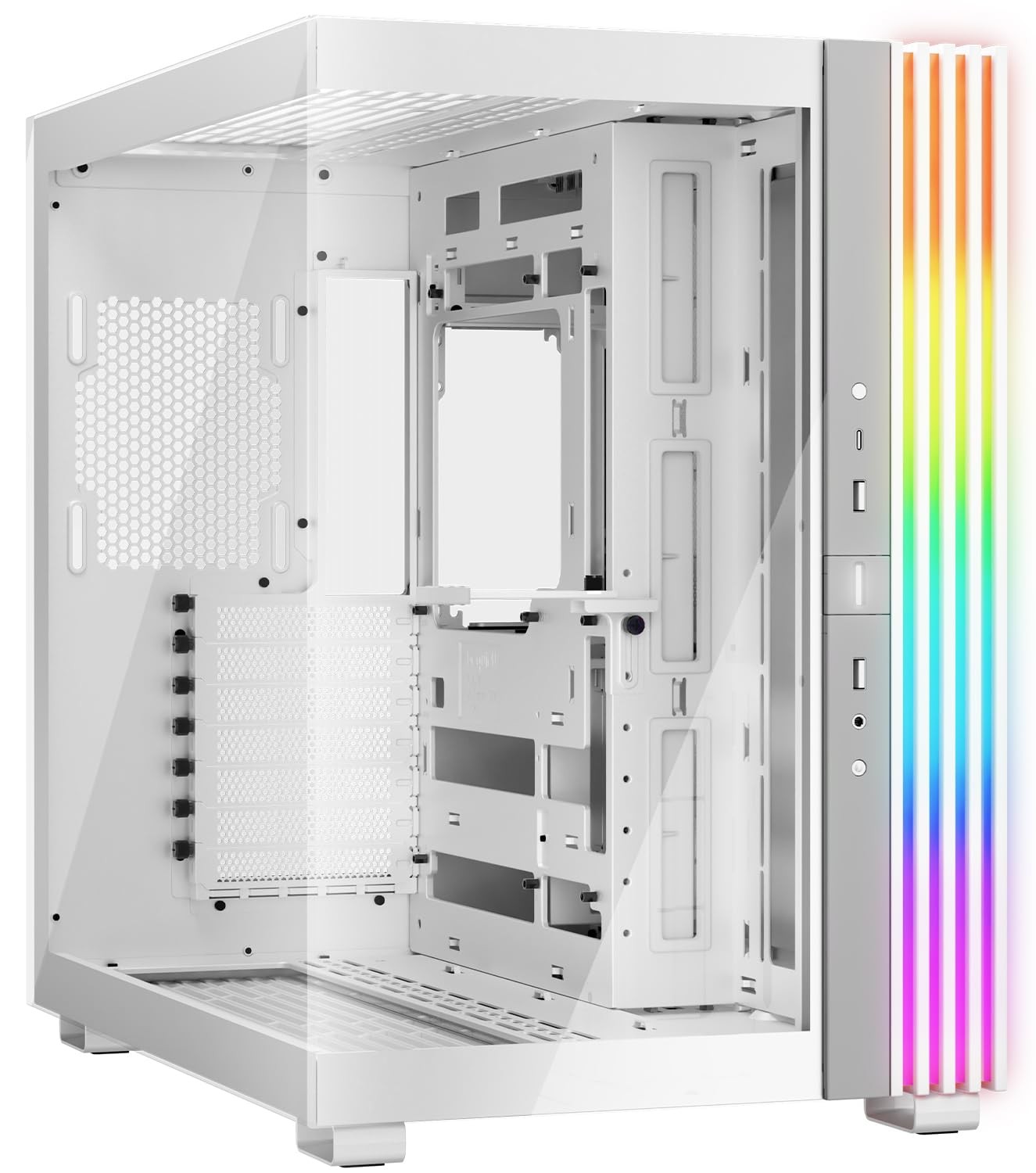 Light Base 600 DX White PC Case, Fully Windowed Front and Side Dual Chamber,