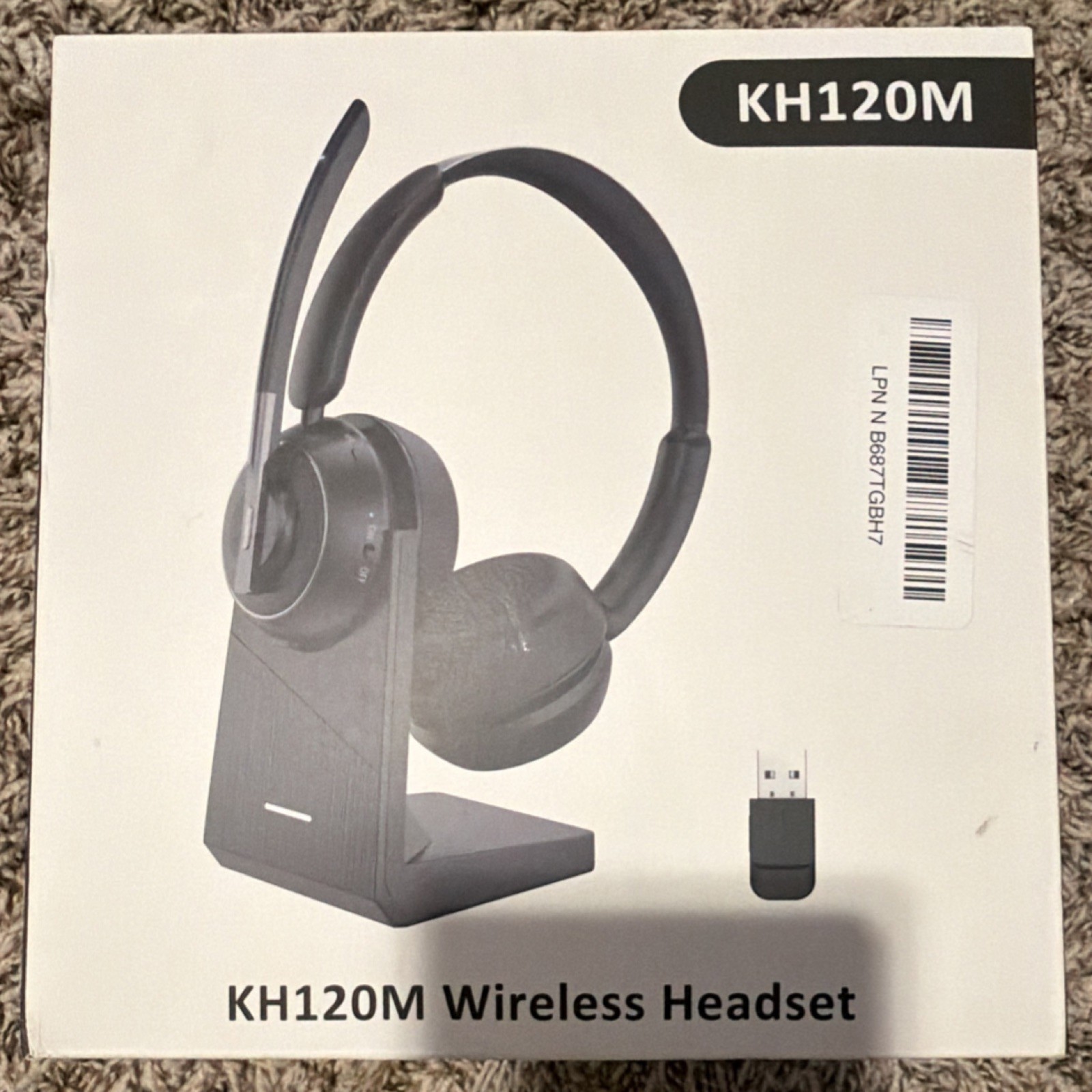 Sky Wing KH120M Bluetooth Wireless Single-Ear Headset Boom Mic USB Base Black