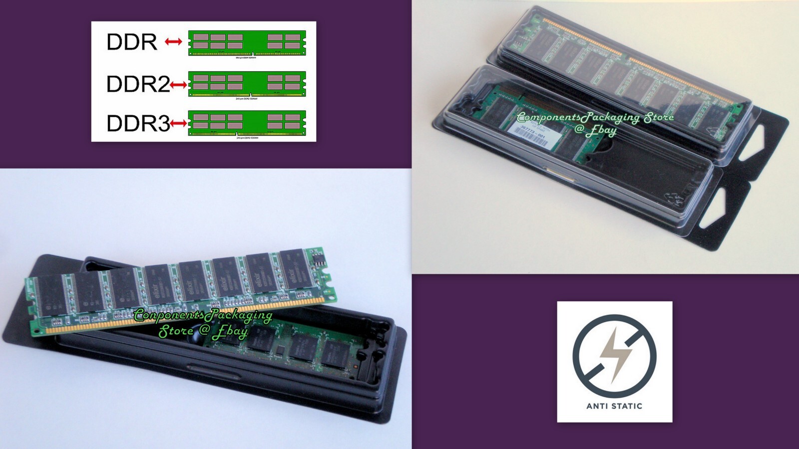 RAM Memory Single Case for PC4 PC3 PC2 DIMM or SODIMM - Lot of 5 15 25 40 80 150