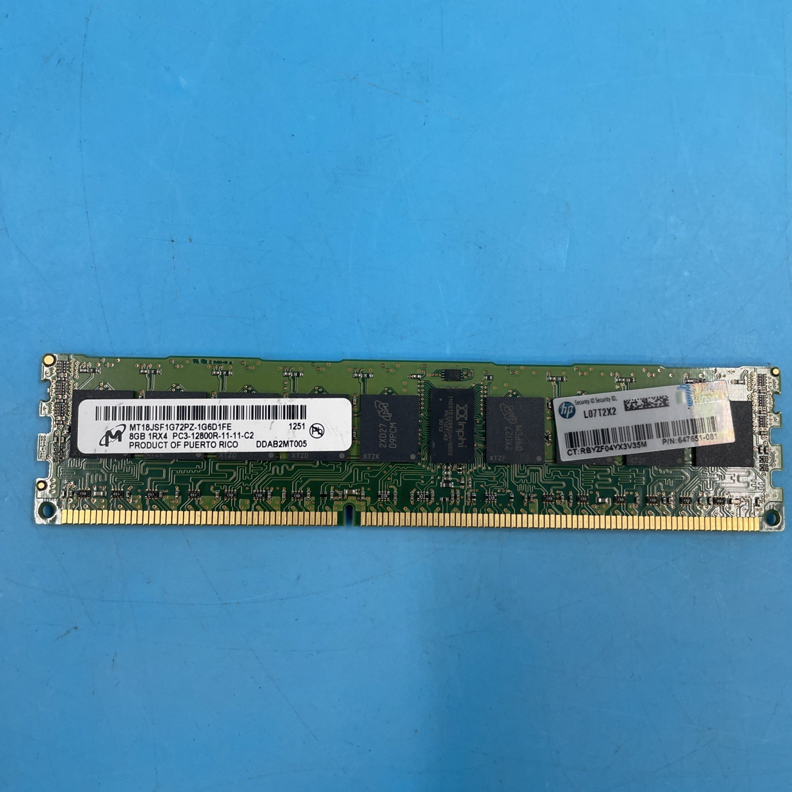 (LOT OF 16) Micron 8GB PC3-12800R DDR3-1600 1Rx8 RDIMM Server RAM
