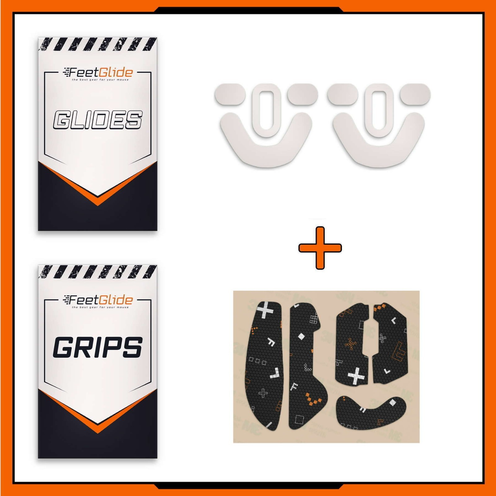 FeetGlide PTFE Mouse Skates & Grip Tape Bundle for SteelSeries Prime+