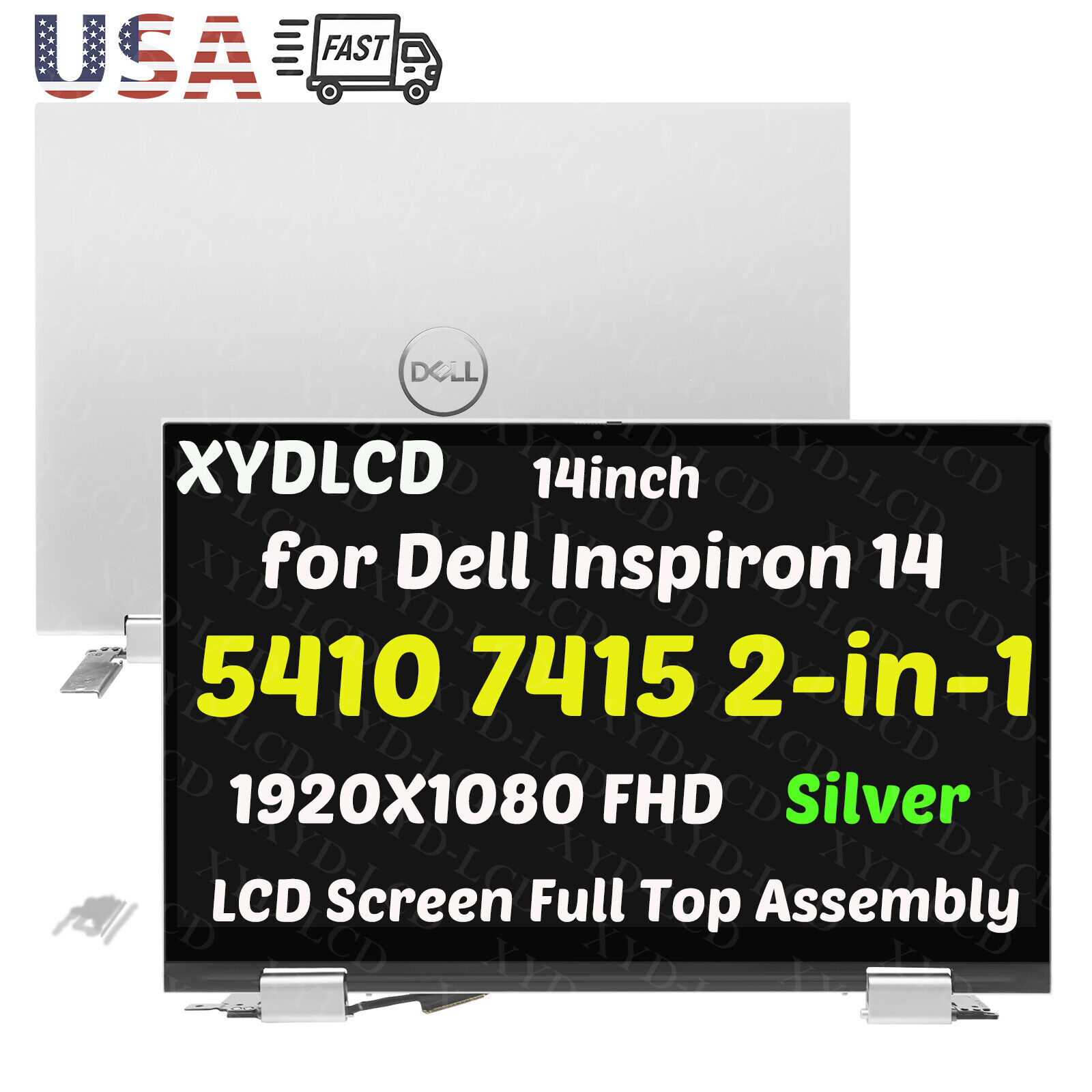 14in for Dell Inspiron 14 5410 2-in-1 LCD FHD Touch Screen Assembly Silver KRCDD