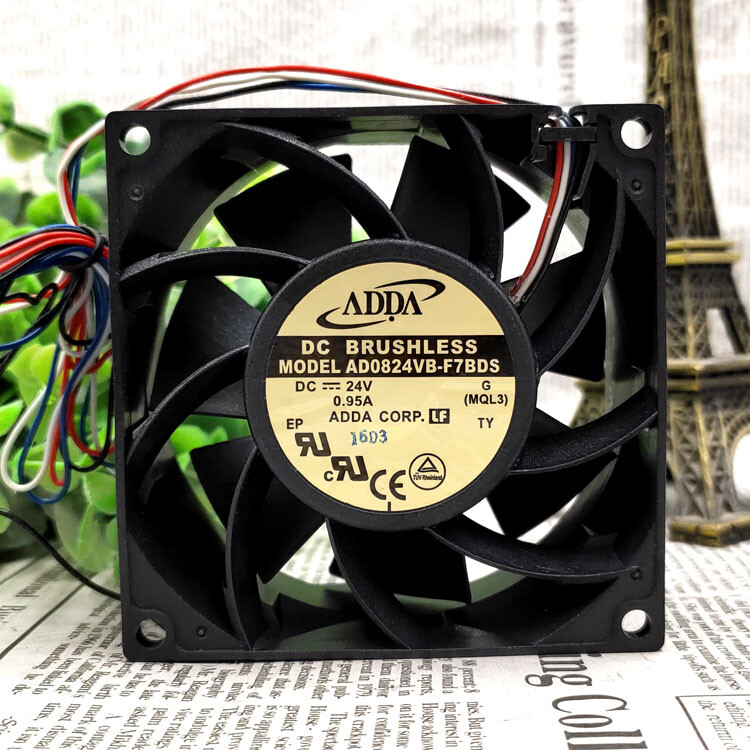 1pc new For ADDA AD0824VB-F7BDS 8038 8CM 24V 0.95A 4-wire cooling fan