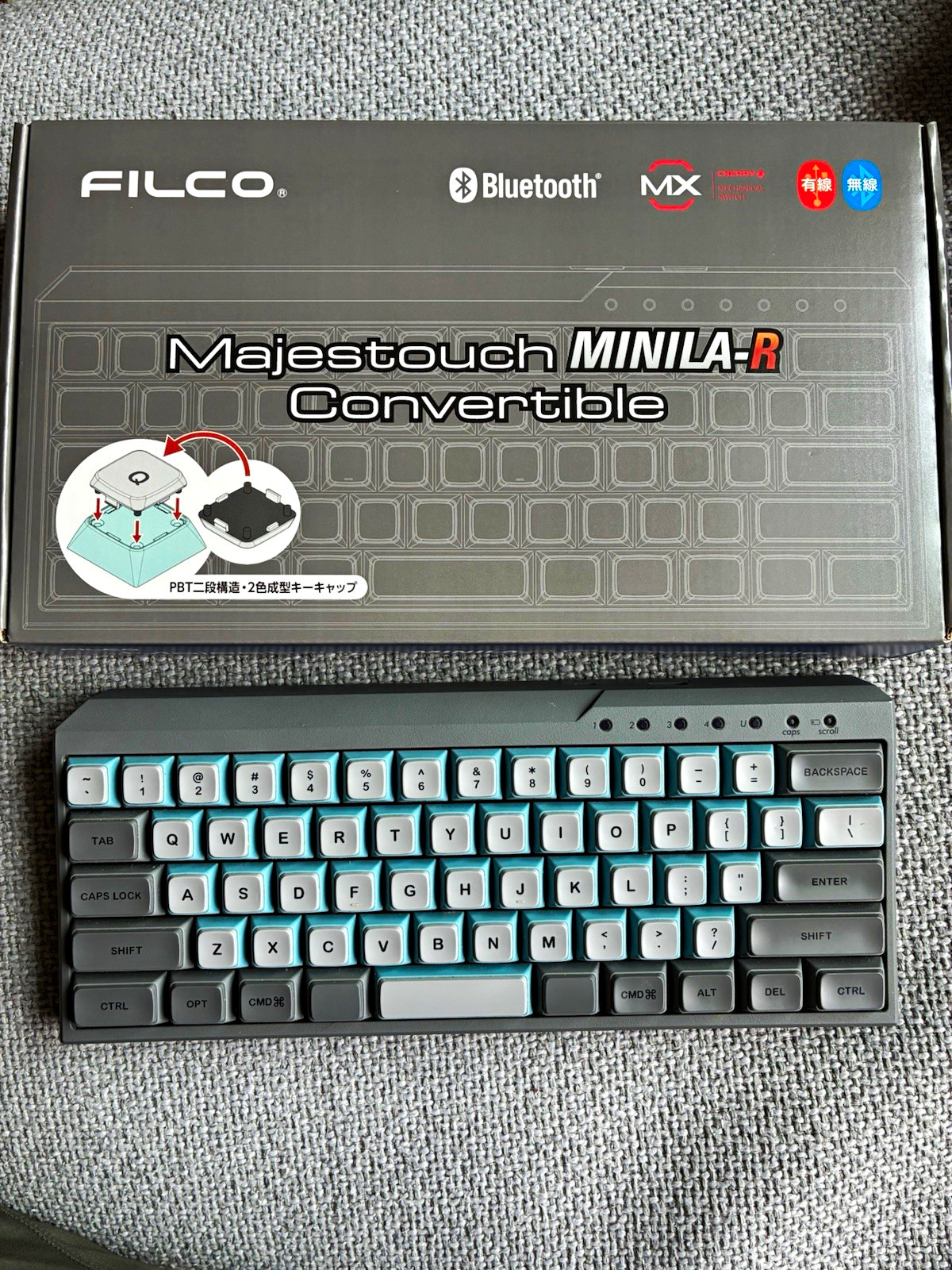 FILCO Majestouch MINILA-R Convertible Mechanical Bluetooth/Wired PBT Gray/Blue