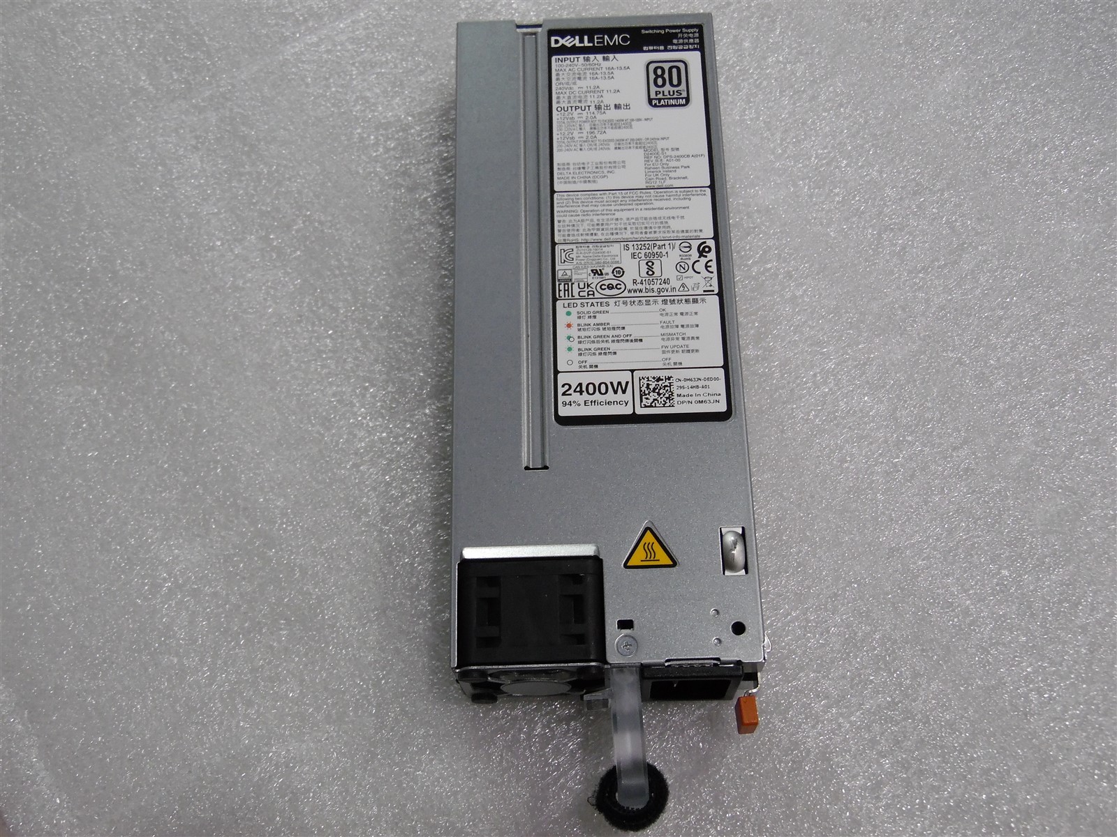 DELL POWEREDGE R750 R7525 T550 2400W PLATINUM 80 POWER SUPPLY GPU M63JN GPU