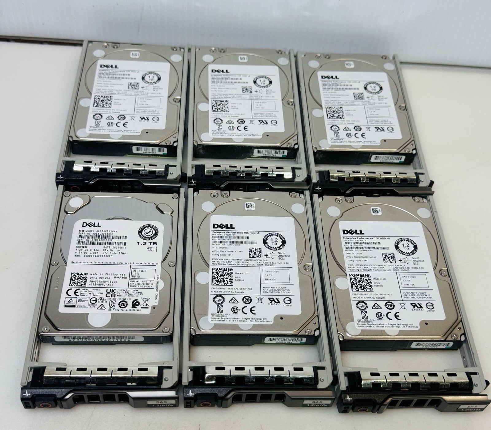 Lot Of (6) Dell AL15SEB120NY HDD 1.2TB SAS 12Gb/s 2.5" 001M0D 512 b/s W/cady