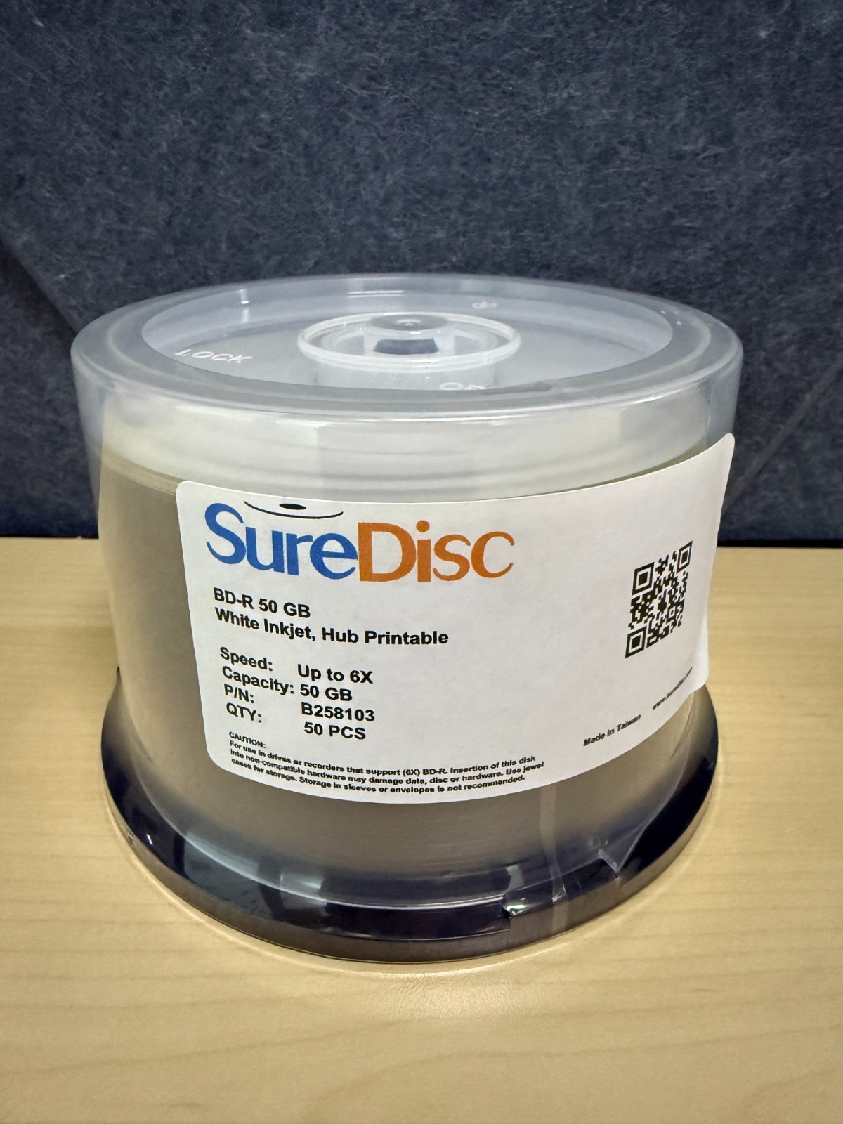 50 Pack SureDisc Blu-ray BD-R 50GB Dual Layer 6X White Inkjet Printable Disc