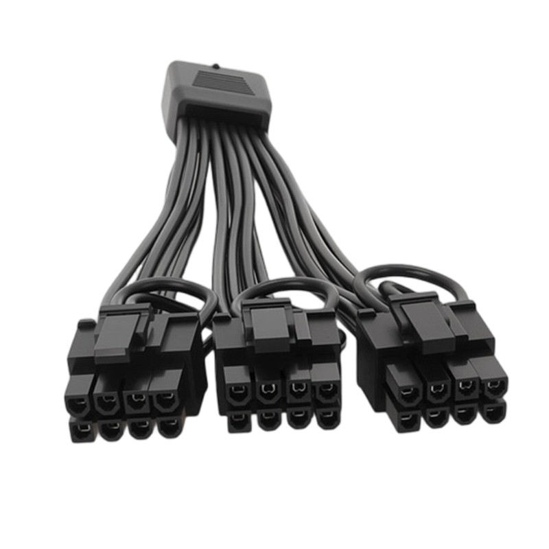 GPU Power Cable with 16 Pin Input and 3 x 8 Pin Ends for PC Builds
