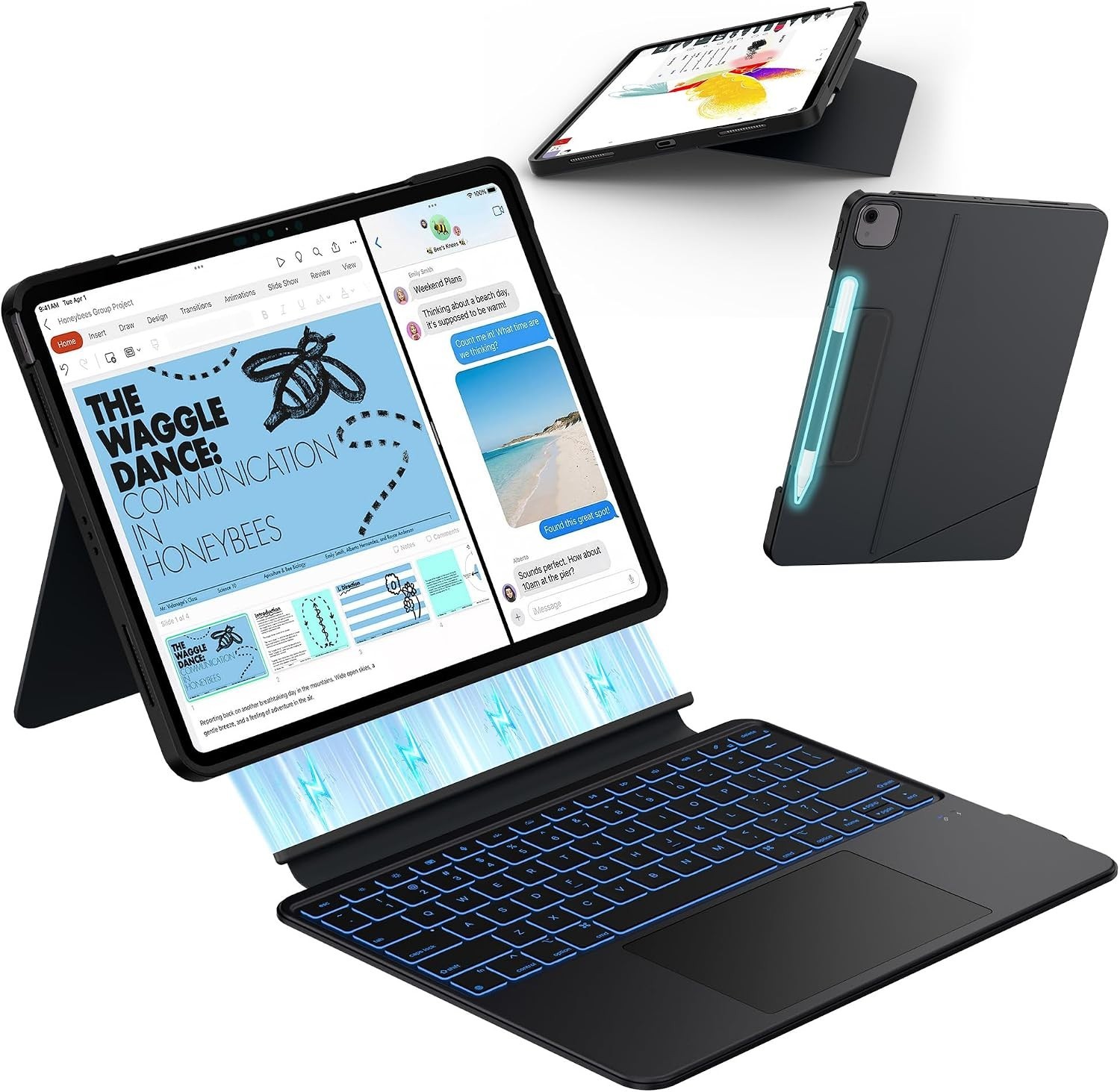typecase Keyboard Case iPad Air 13" Pro 12.9" Magnetic Detachable Trackpad Black