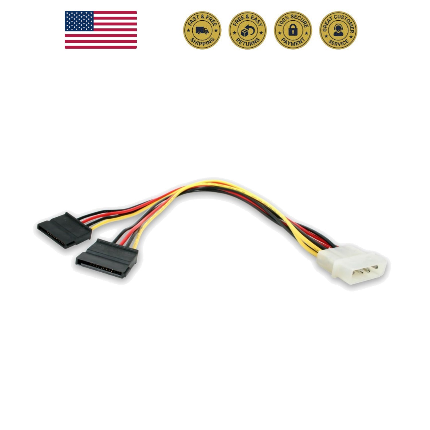 StarTech 12in LP4 to 2x SATA Power Y Splitter Cable
