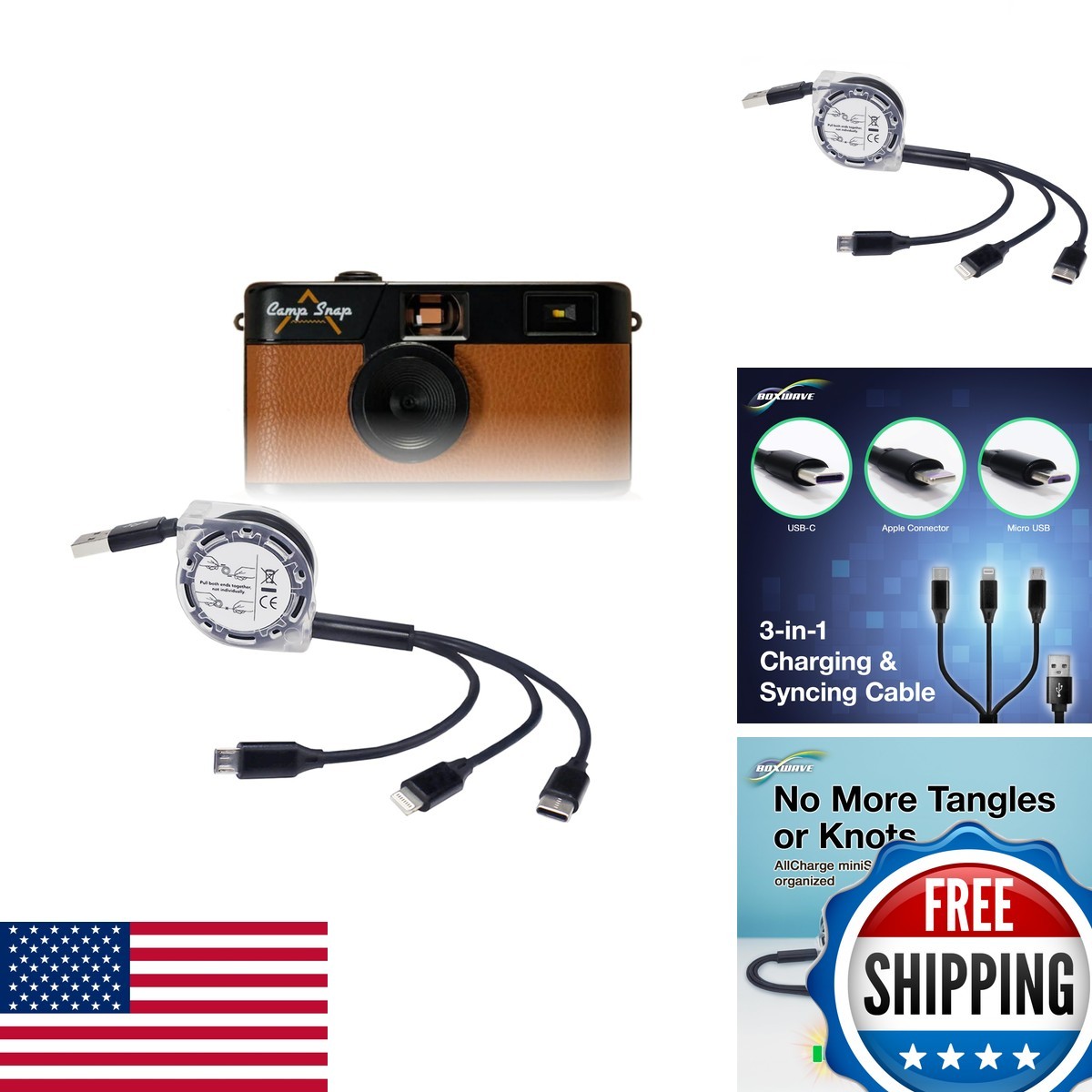 BoxWave Cable Compatible with Camp Snap Screen-Free Digital Camera - AllCharge