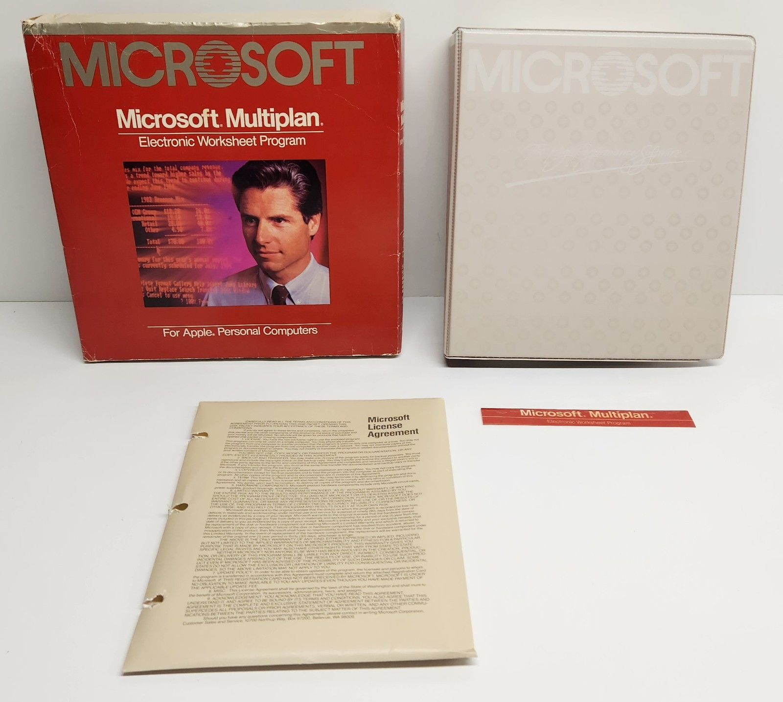 Vintage Microsoft Multiplan Apple II Software 5.25 Disks Binder Manual Box Rare