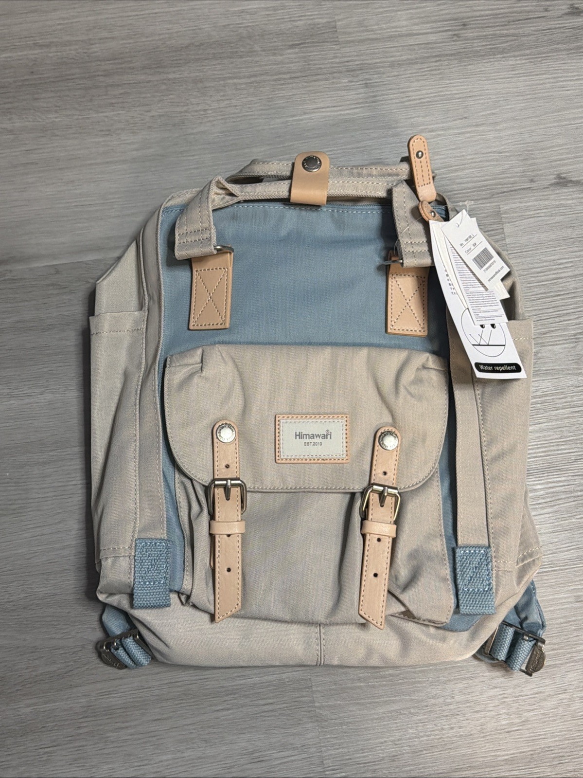 Himawari Laptop Travel Backpack 14.9" Ergonomic Waterproof Bag Beige and Blue