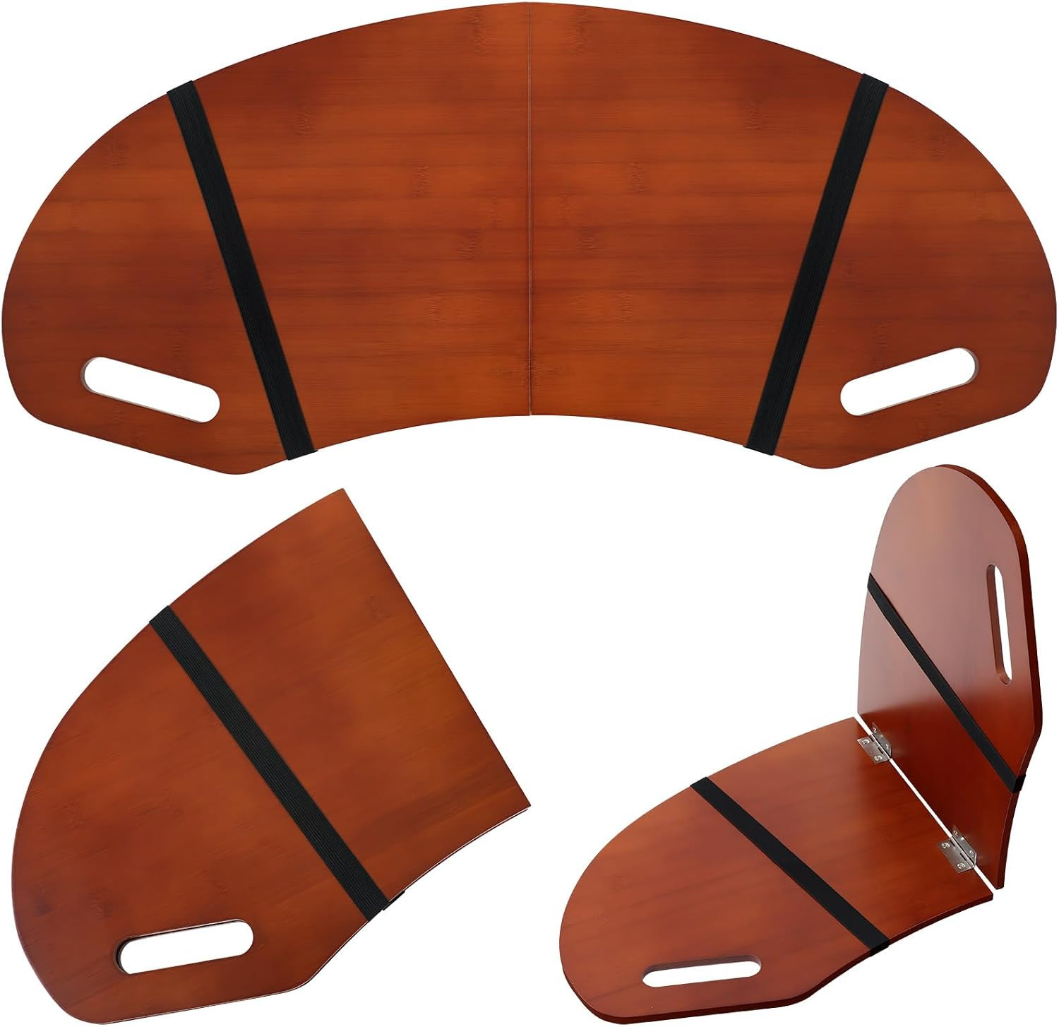 29.5 Inch Wood Lap Desk with Handles Foldable Tray, Reddish Brown