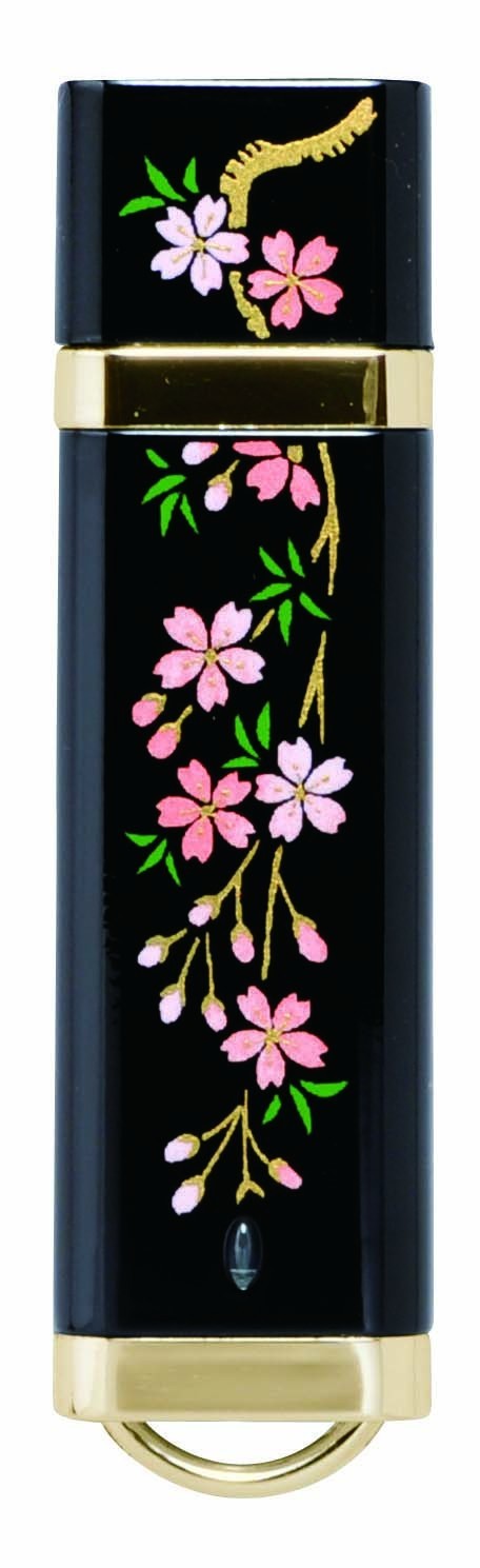 Japanese Maki-e USB Flush drive traditional design "weeping cherry blossom" 16GB