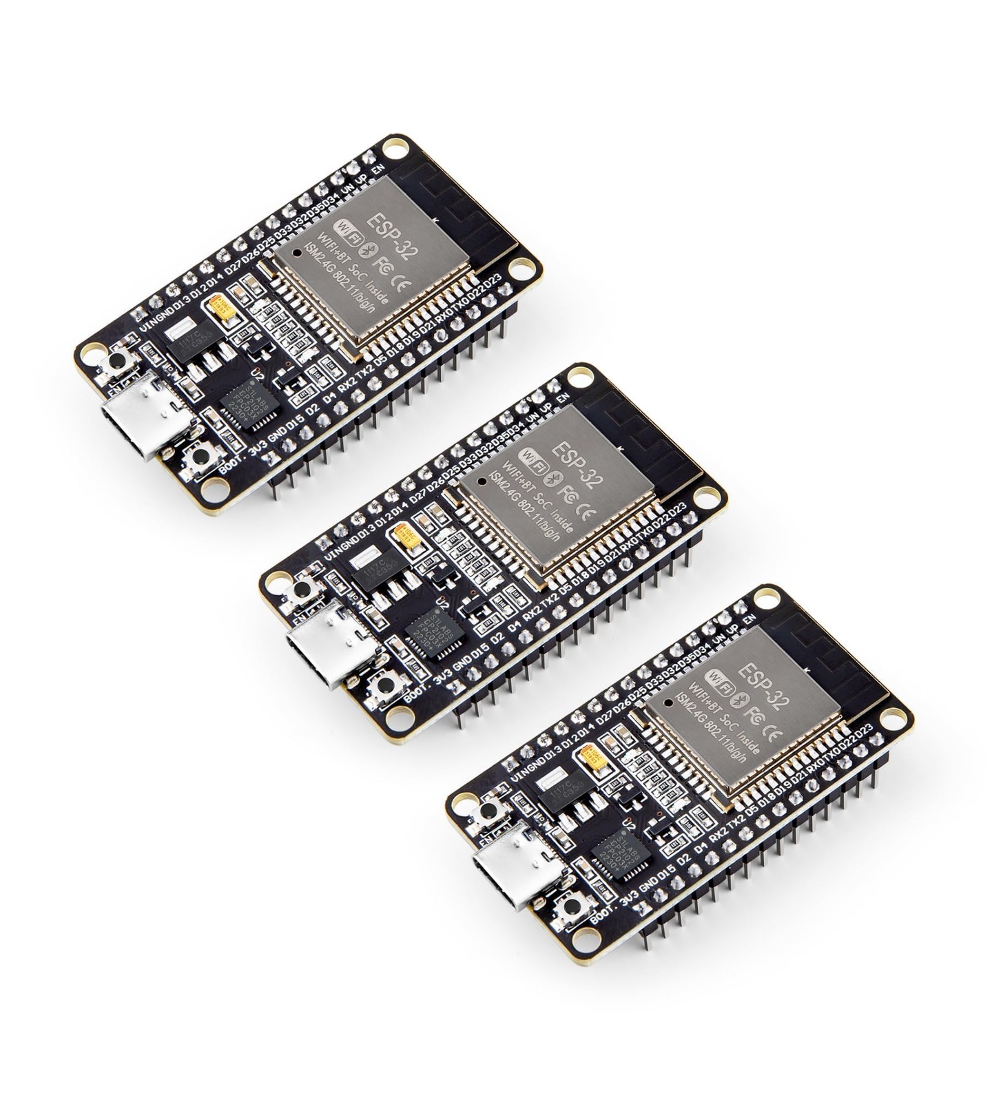 ELEGOO 3PCS ESP32 Dev Boards, ESP-WROOM-32, USB-C, WiFi Bluetooth 4.2 | Low-powe